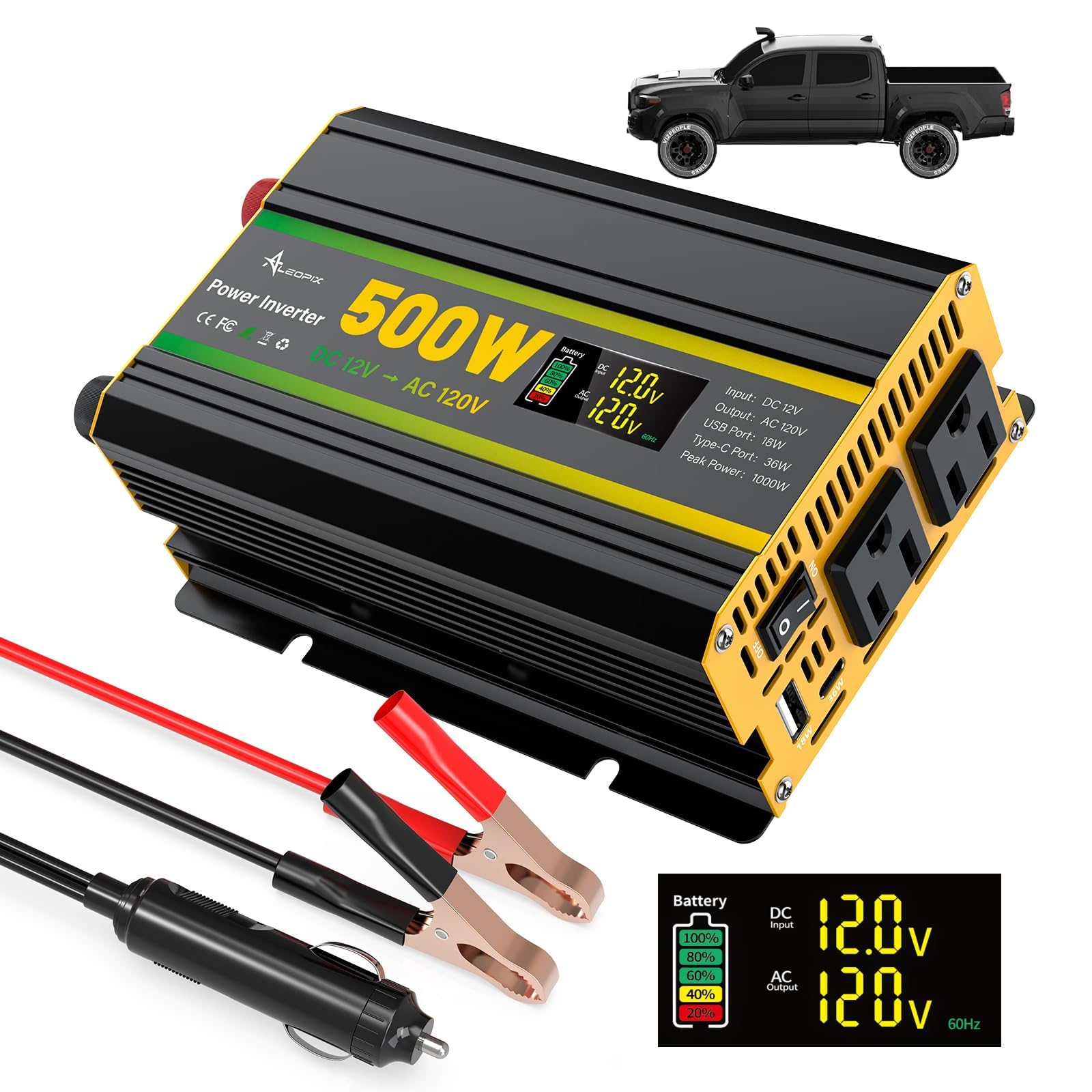 kinverch 5000W Power Inverter 12V to 110V Car Inverter with