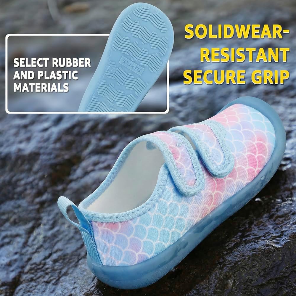 STQ KIDS Toddler Water Shoes Boys Girls Unisex Summer Beach Quick Dry Non Slip Hook and Loop Swim Barefoot Aqua Socks