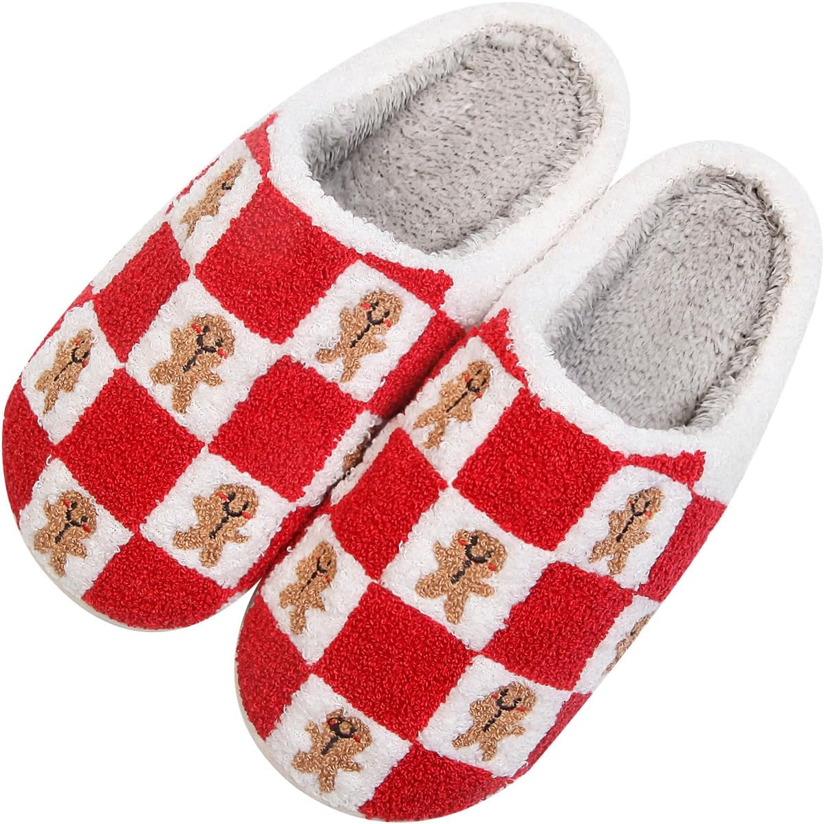 Animal Pattern Slippers - Hello Cat, Bear, Moose & Love Designs - Comfy Memory Foam Plush Cloud Slippers for Couples & Indoor Home