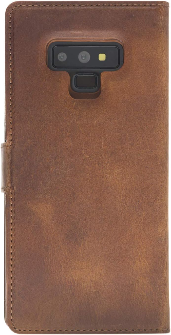 Venito Florence Leather Wallet Phone Case Compatible with Samsung Galaxy Note 9 - Extra Secure with RFID Blocking - Detachable Phone Wallet - Antique Brown