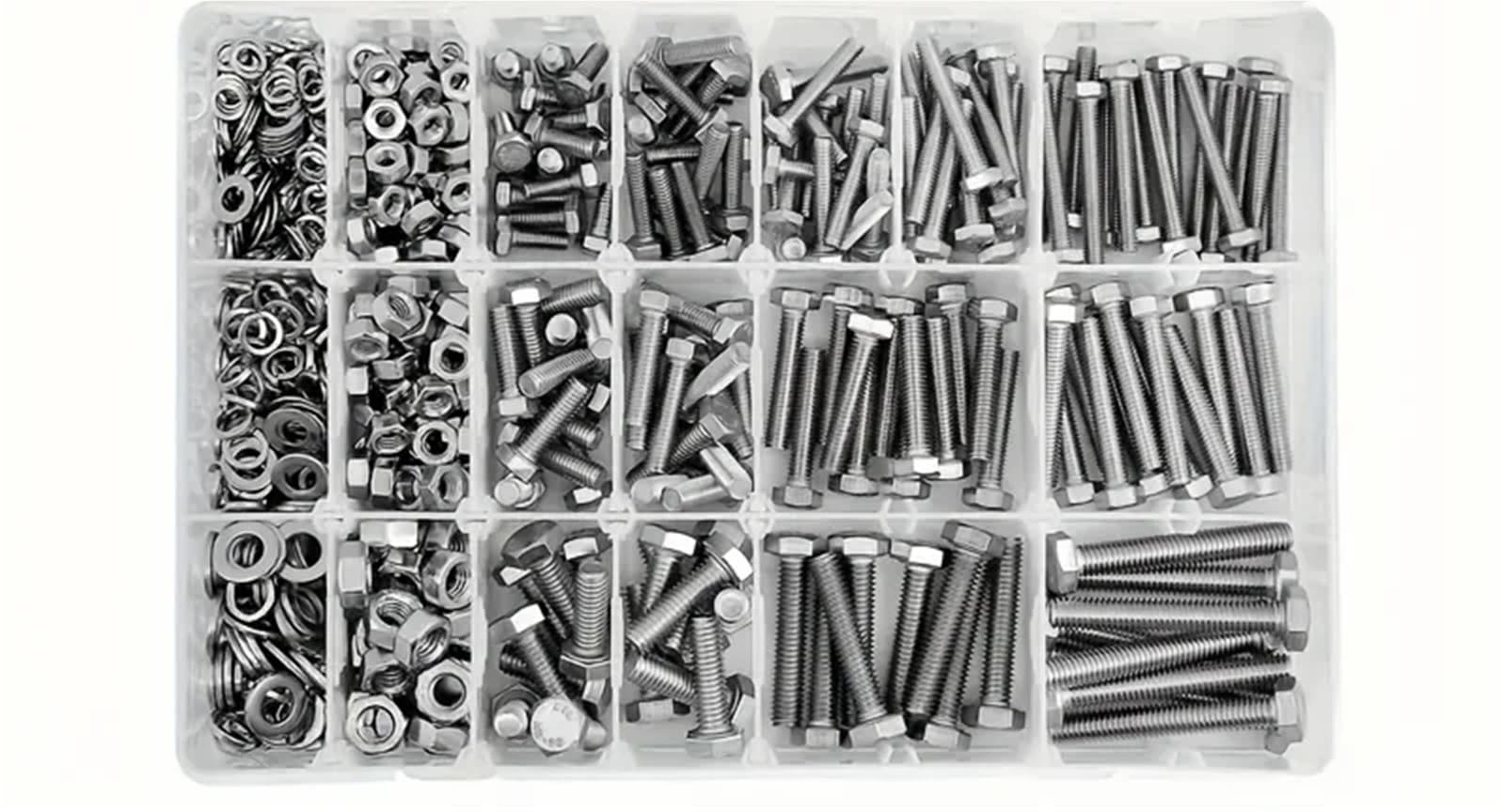 Schrauben und Muttern Set M6 M8 M10 Hochleistungsschrauben- und Muttern-Sortiment-Kit, 304 Edelstahl, Enthält die 8 gängigsten Größen(620PCS)
