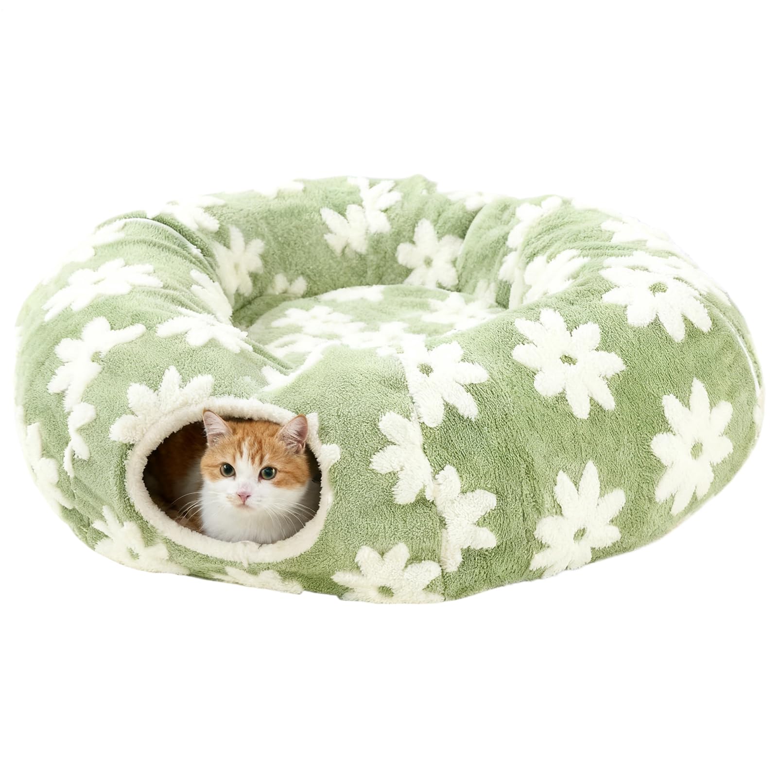 Tunnel pour Chat Lavable avec Tubes Interactifs À Balle | Tunnel Donut Interactif Pour Chat À Design Grattage Mâchonnement Intérieur Extérieur Lapin Chiot