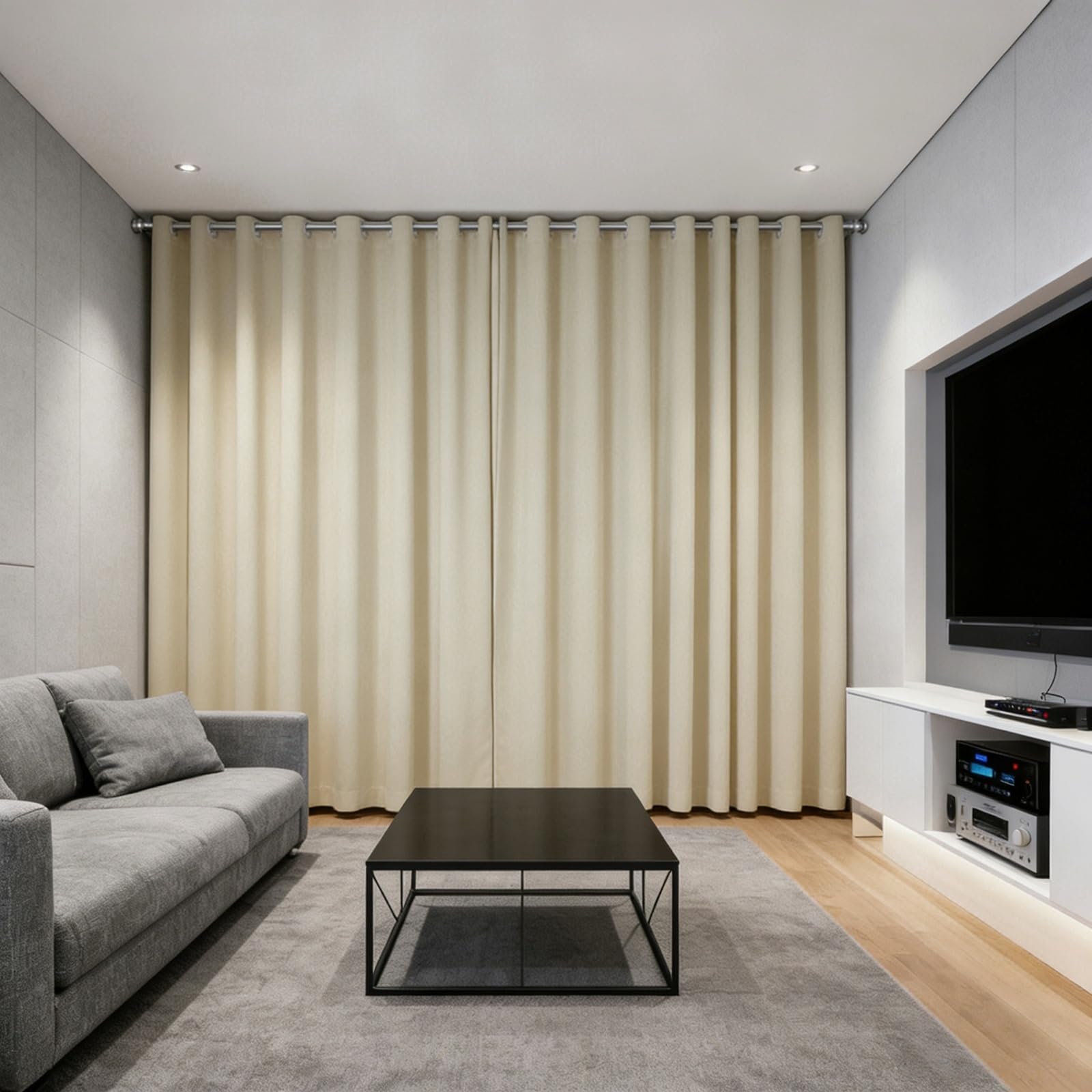 Rideau Occultant 160 x 250 cm Doux, Thermique Isolant, Isolant Thermique, Anti Froid, Bloquer Lumiere, Anti UV Opaque Rideaux pour Salon Chambre Cuisine Dressing, Beige