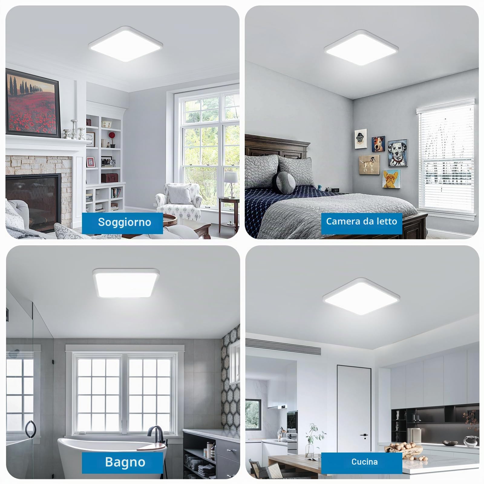 Osairous Plafoniera LED Soffitto Ø40cm, 6500k Piazza Plafoniere moderna, IP44 Lampada LED Soffitto, 42W 3980 LM Luce Bianco per Soggiorno, Camera da Letto, Cucina, Bagno, Balcone