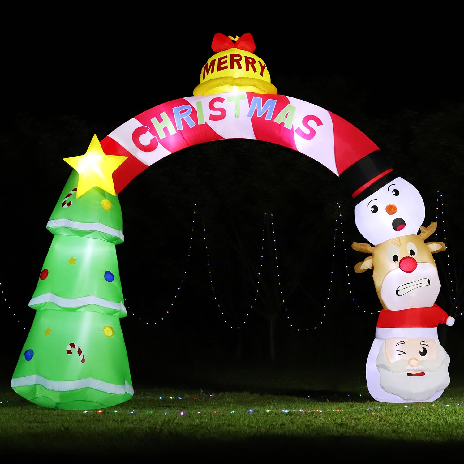 Santa Tree Snowman Inflatable Snapklik.com : 8FT Christmas Inflatables Xmas Tree Arch, Blow Up ...
