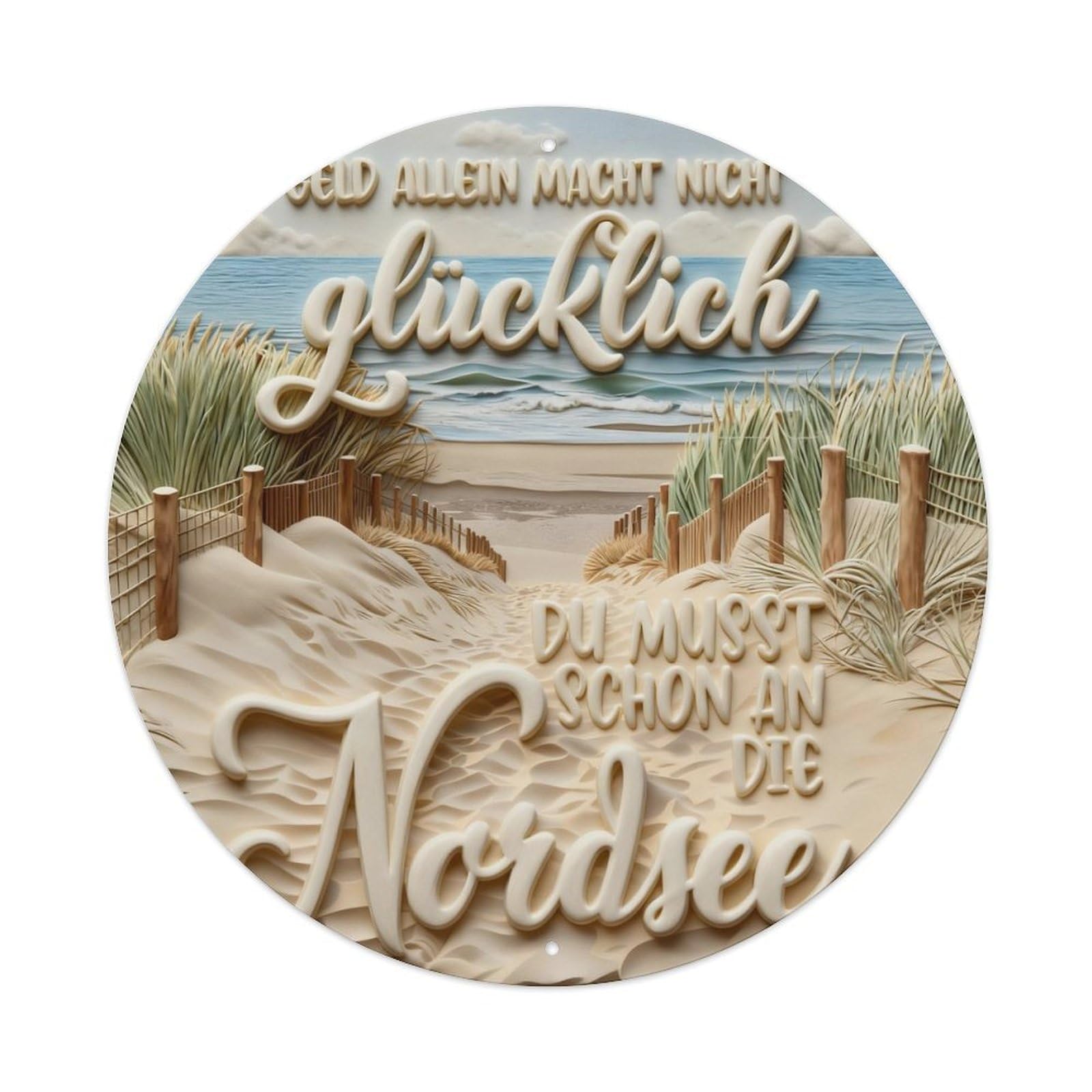 Beach Path Dunes Sea Waves Sky Grass Fence Sand Metal Tin Sign Plaque