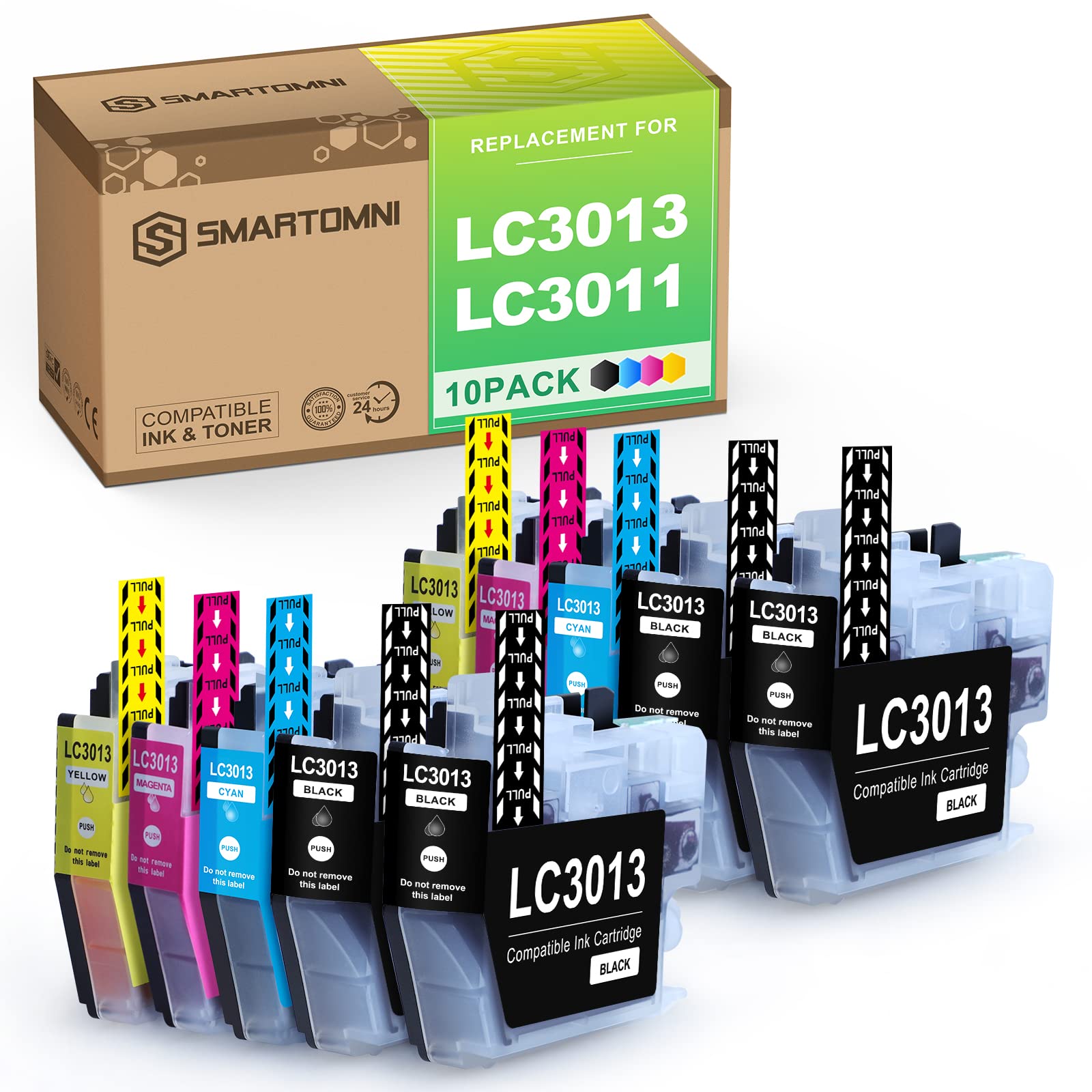 S SMARTOMNI LC3013 LC3011 Compatible Ink Cartridge Replacement for Brother LC 3013 LC 3011 Ink Cartridge Color 10-Pack (4K2C2M2Y) Set for Brother MFC-J491DW MFC-J 497DW MFC-J 690DW MFC-J895DW Printer