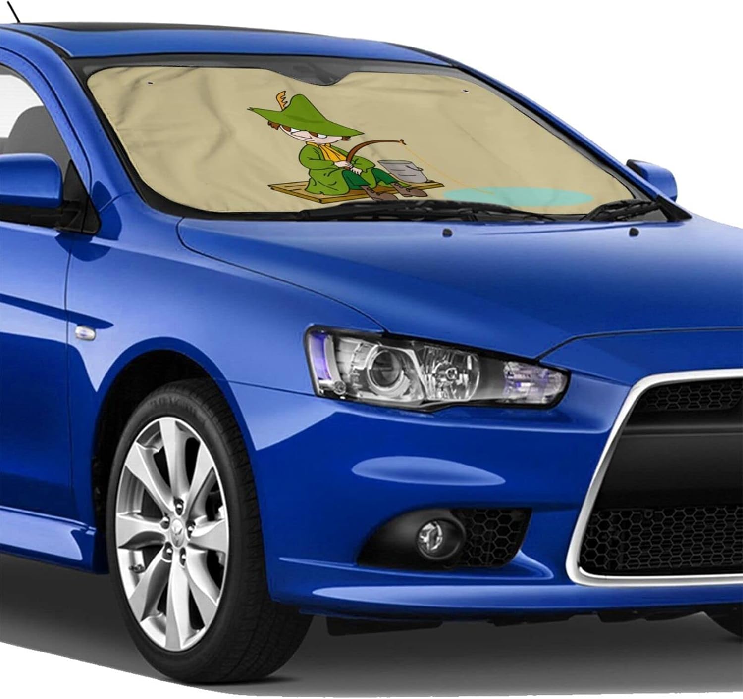 スナフキン ムーミン車用サンシェード 車 フロント フロントサンシェード カーサンシェード フロントガラス用 日焼け防止 断熱 遮光 日除け 夏冬兼用 折畳み 便利 簡単収納 アニメ グッズ 雑貨 かわいい おしゃれ 車用品 M 76x140cm 全国総量無料で