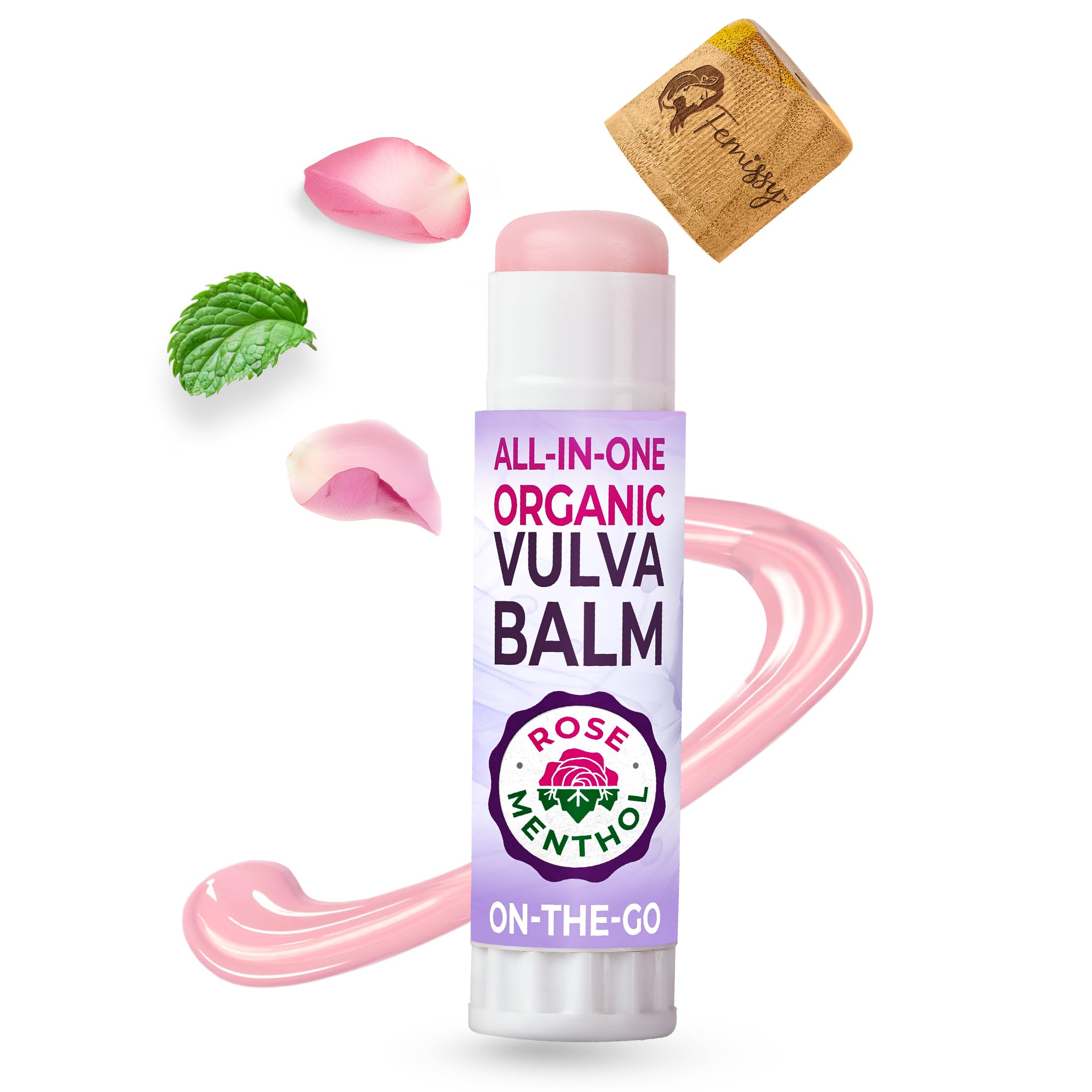 Vulva Balm (Rose & Menthol, 0.5oz) – On-the-Go Organic Vaginal Moisturizer Cream with 11 Botanicals – Natural, All-in-One Vaginal Itch Cream for Sensitive Skin – Soothes Redness, Dryness & Irritation