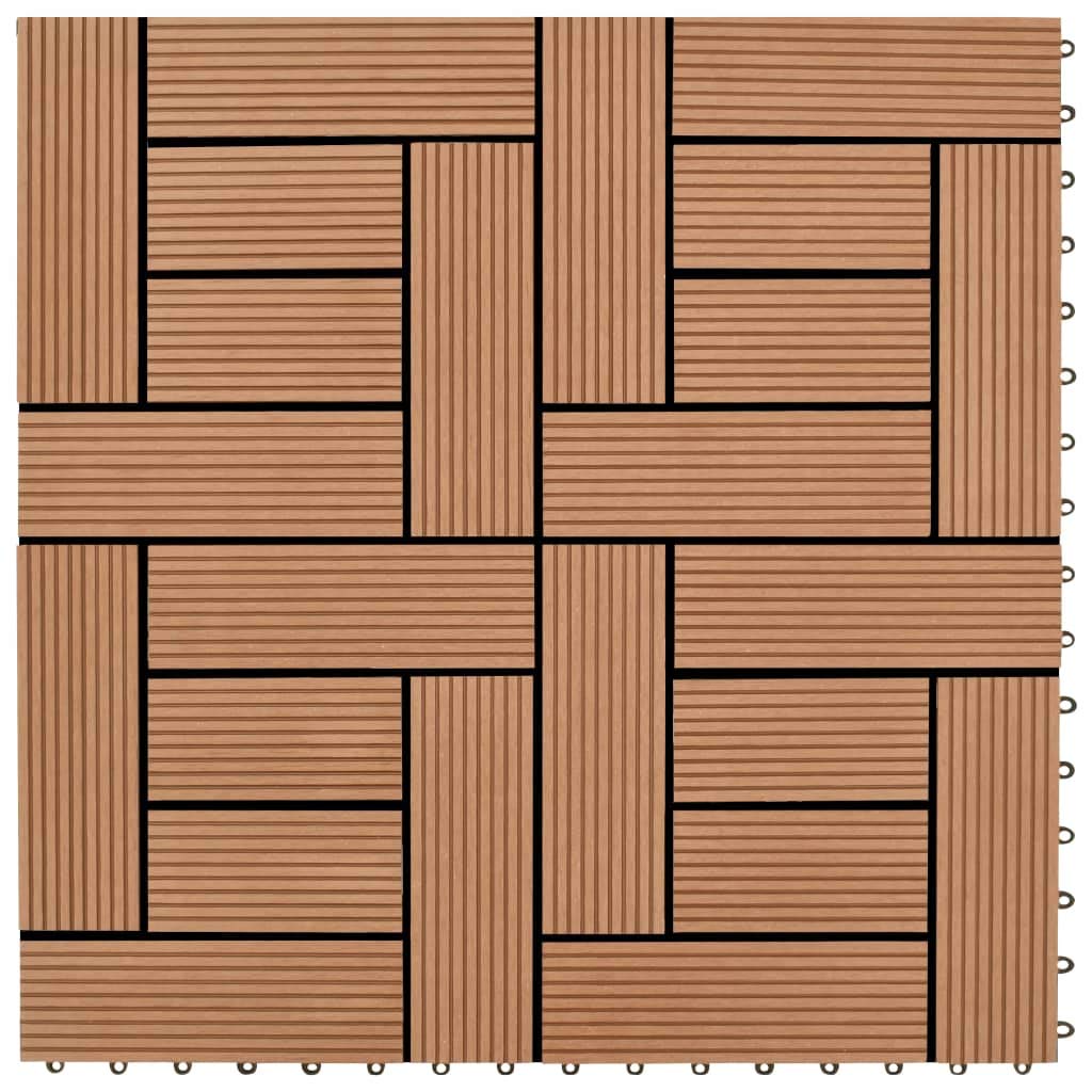Carreaux de terrasse imputrescibles WPC marron 30x30 dalles emboîtables 1m2