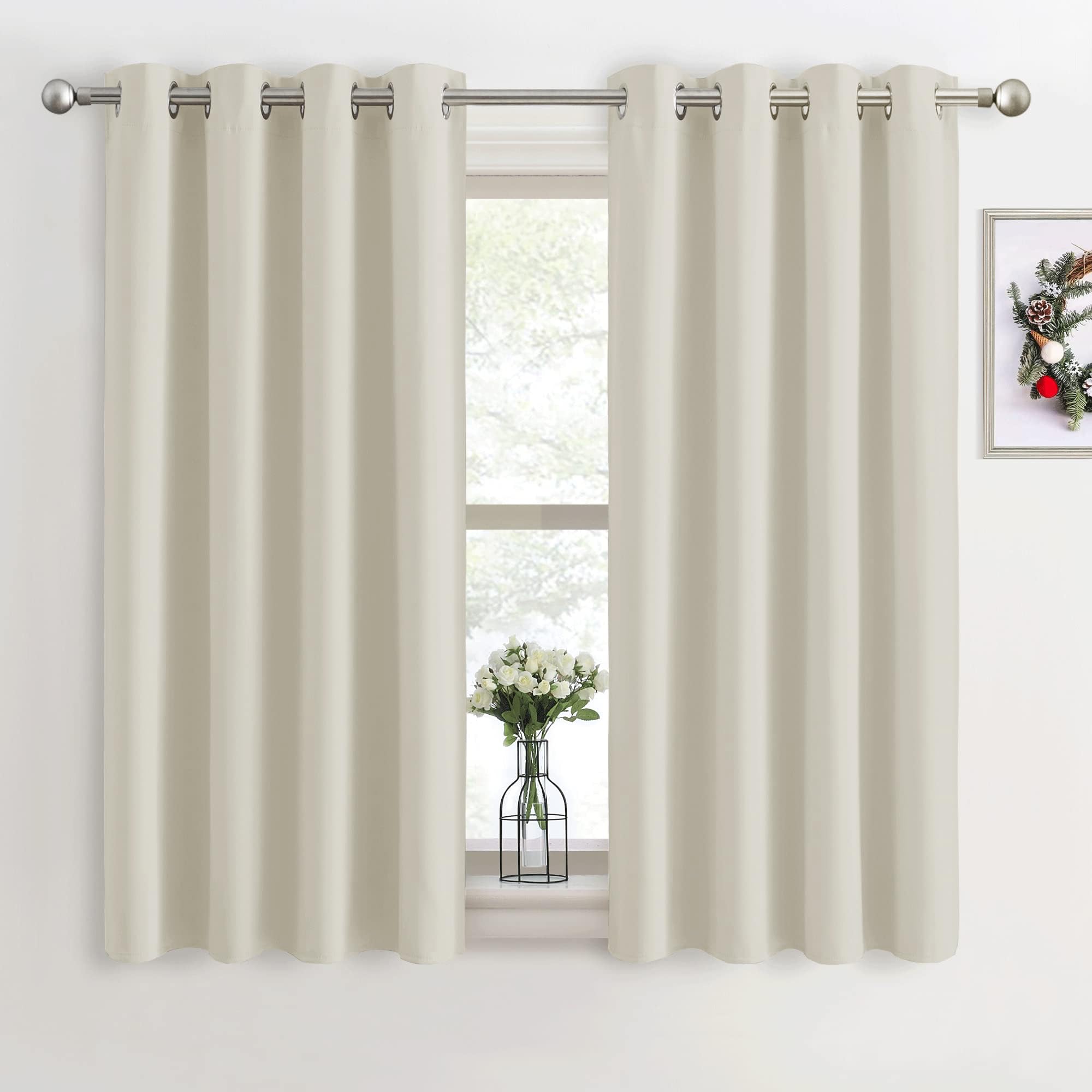 PONY DANCE Blackout Eyelet Curtains, Light Beige, 2 Panels, 46 x 40 Inch — image 1