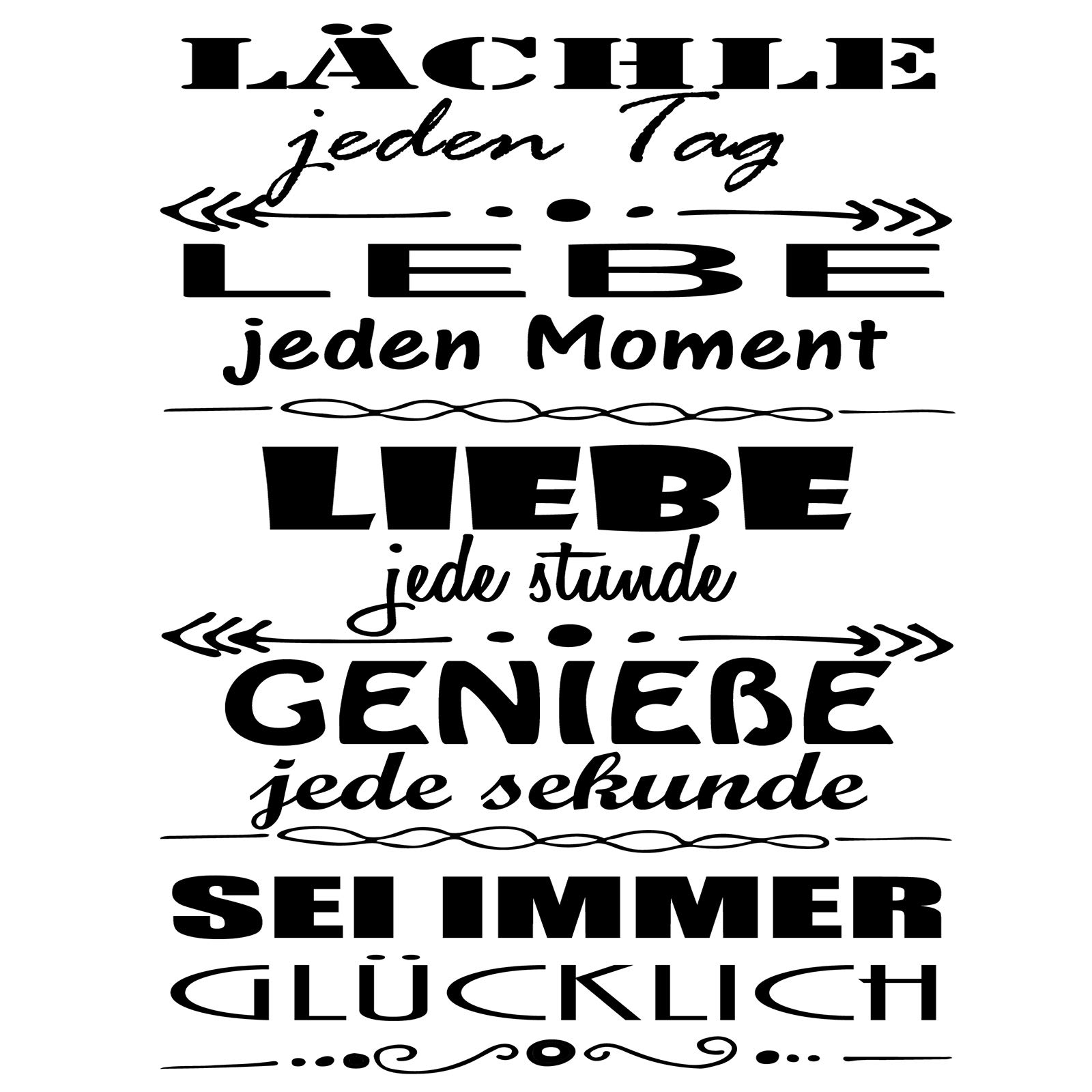Vinilo de pared decorativo en Alemán. Wandtattoo Spruch "LÄCHLE JEDEN.." Pegatinas de pared de frases celebres.wandtattoo deutsch Docliick DC-021-AL