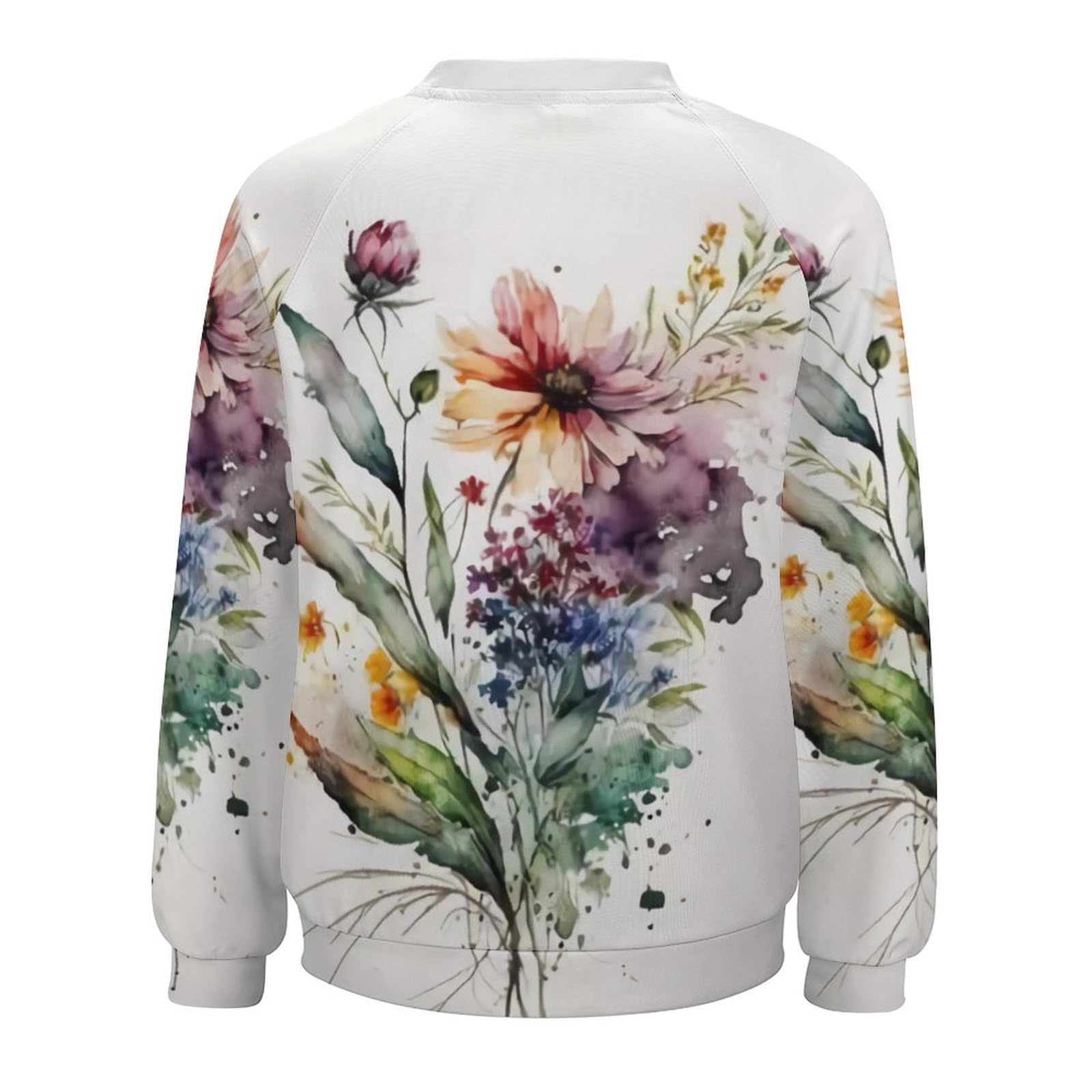 ZOCAVIA Womens Boho Floral Sweatshirts Novelty Graphic Crewneck Long Sleeve Shirts Oversized Fall Casual Flower Pullover Tops
