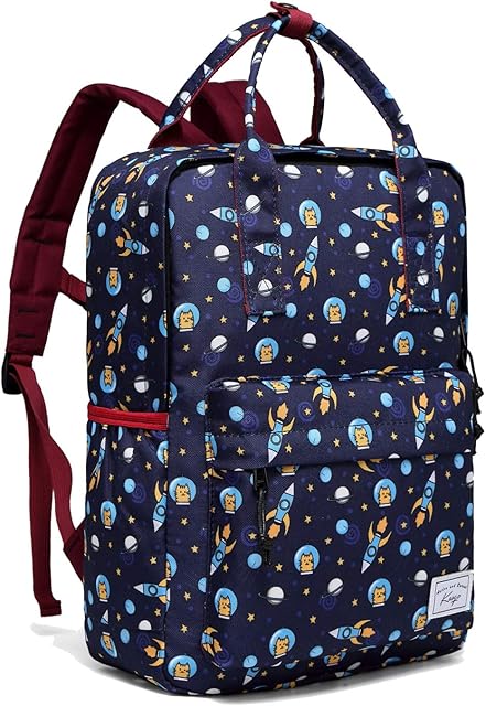 Kasgo Children's Backpack for Kids, Cute School Bag Toddler Rucksack for Boys Girls Kindergarten Lightweight Daypack with Chest Strap in Astronaut