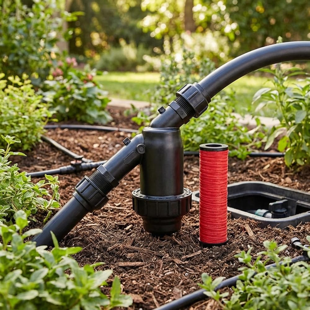 Suinga Filtre à anneaux 1" 120 mesh. Filetage mâle 1". Utilisé pour éviter l'entrée d'impuretés dans le réseau d'irrigation. Filetage mâle 1" pour s'adapter à un tuyau de 32mm, noir