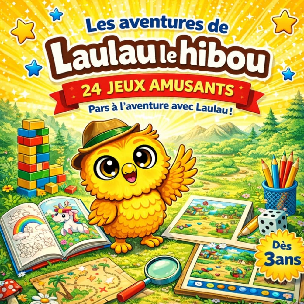 Les aventures de Laulau le hibou : 24 jeux amusants: Cherche, trouve, colorie et crée dans les mondes magiques – Dès 3 ans (Les aventures de Laulau le hibou : Coloriage / Cherche, trouve et colorie)