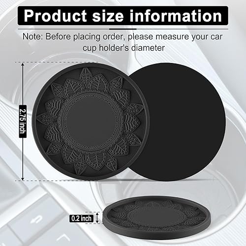 Miniatura 2 de SINGARO Portavasos para automóvil, 4 portavasos de silicona integrados en posavasos decorativos, portavasos antideslizantes universales, accesorios