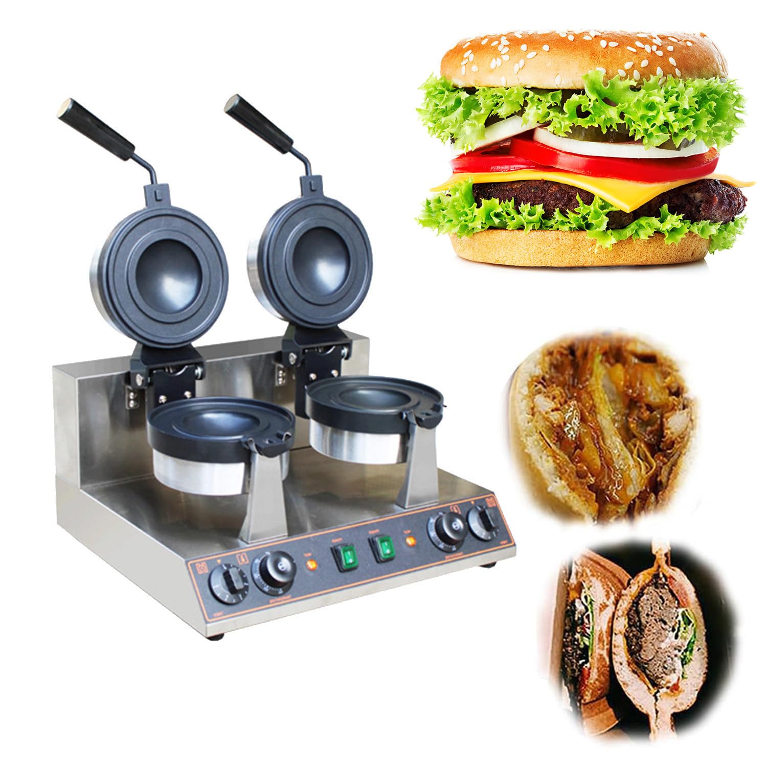 ANXYYDS Electric Waffle Maker, Panini Press Sandwich Maker Ice Cream Brioche Hamburger Maker Panini Press Machine Non-stick Plates Independent Temperature Control for Bakeries, Restaurants B