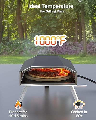 Miniatura 2 de Horno de pizza de gas de 16 pulgadas, horno de pizza al aire libre con horno de pizza portátil giratorio para auténticas pizzas horneadas a piedra,