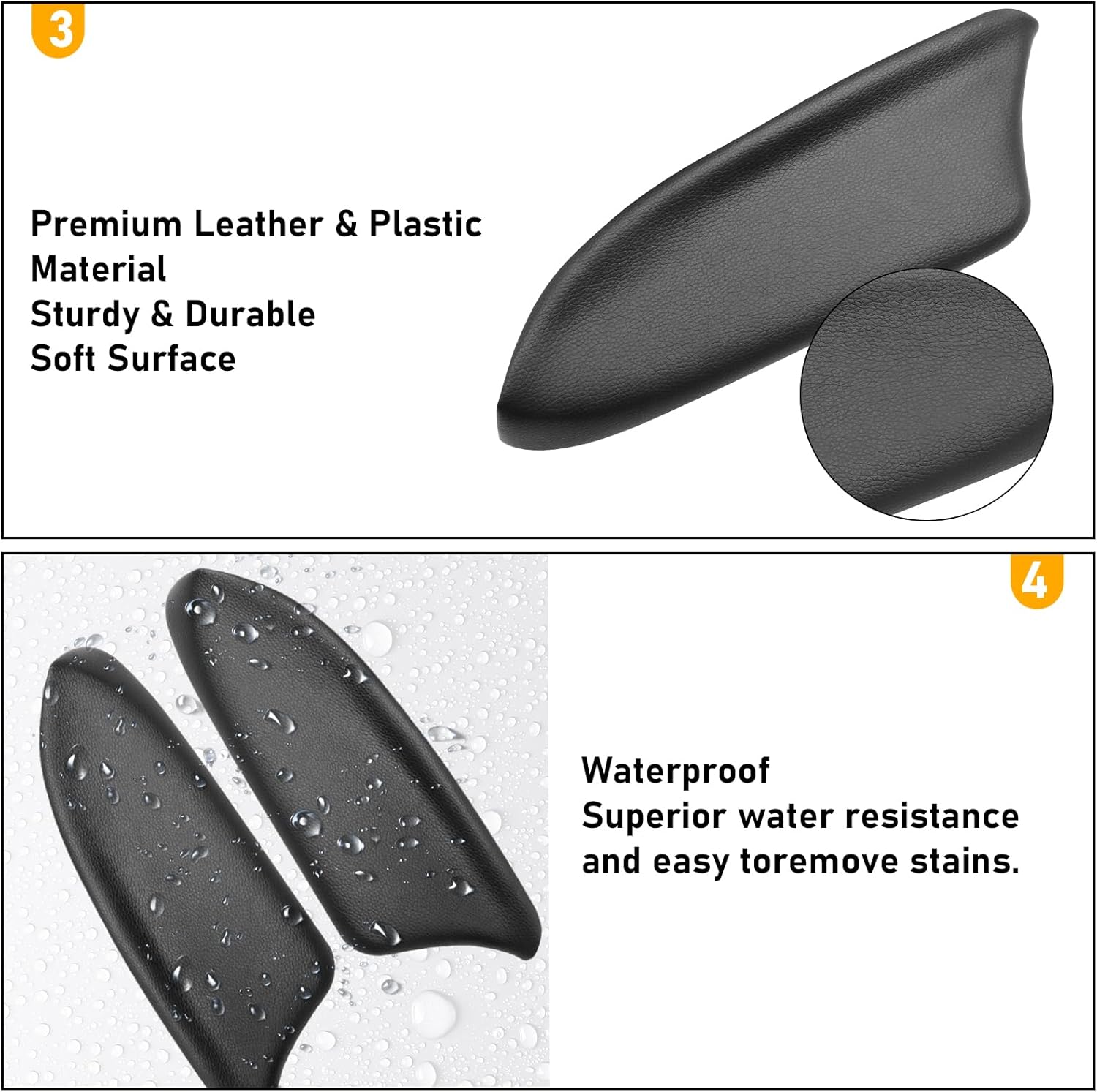 Compatible with Honda Accord Rear Door Panels Armrest Lid 2008-2012,2 Pcs PU Leather Door Armrest Lid Cover for Accord EX/EX-L/LX/LX-P/SE Rear Left Right Side(Black)(NOT Fit for Coupe Model)