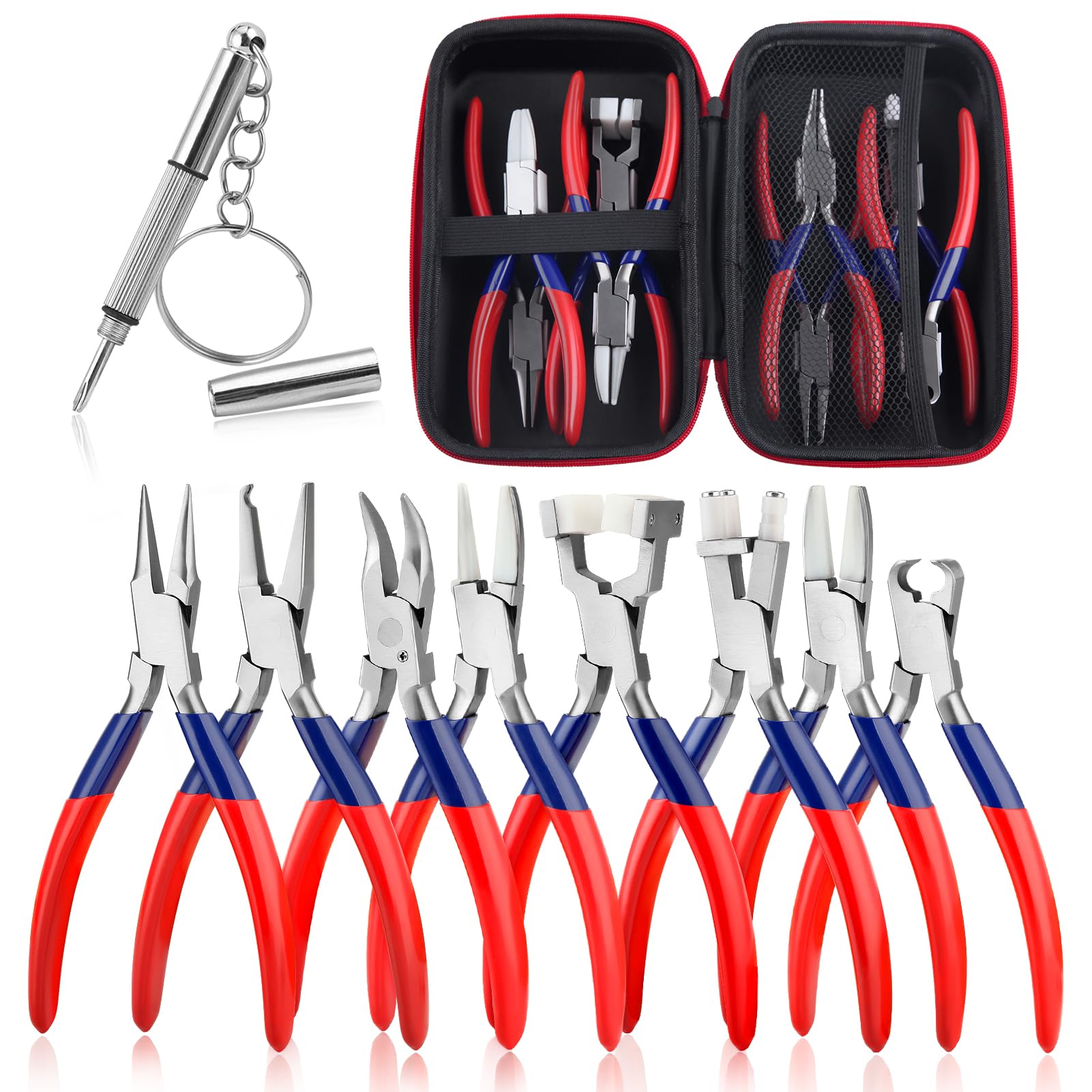 GOLD DEER 8Pcs Eyeglass Repair Kit with Screwdriver and Storage Box Optical Eyeglass Pliers Set Eye Glasses Adjusting Pliers