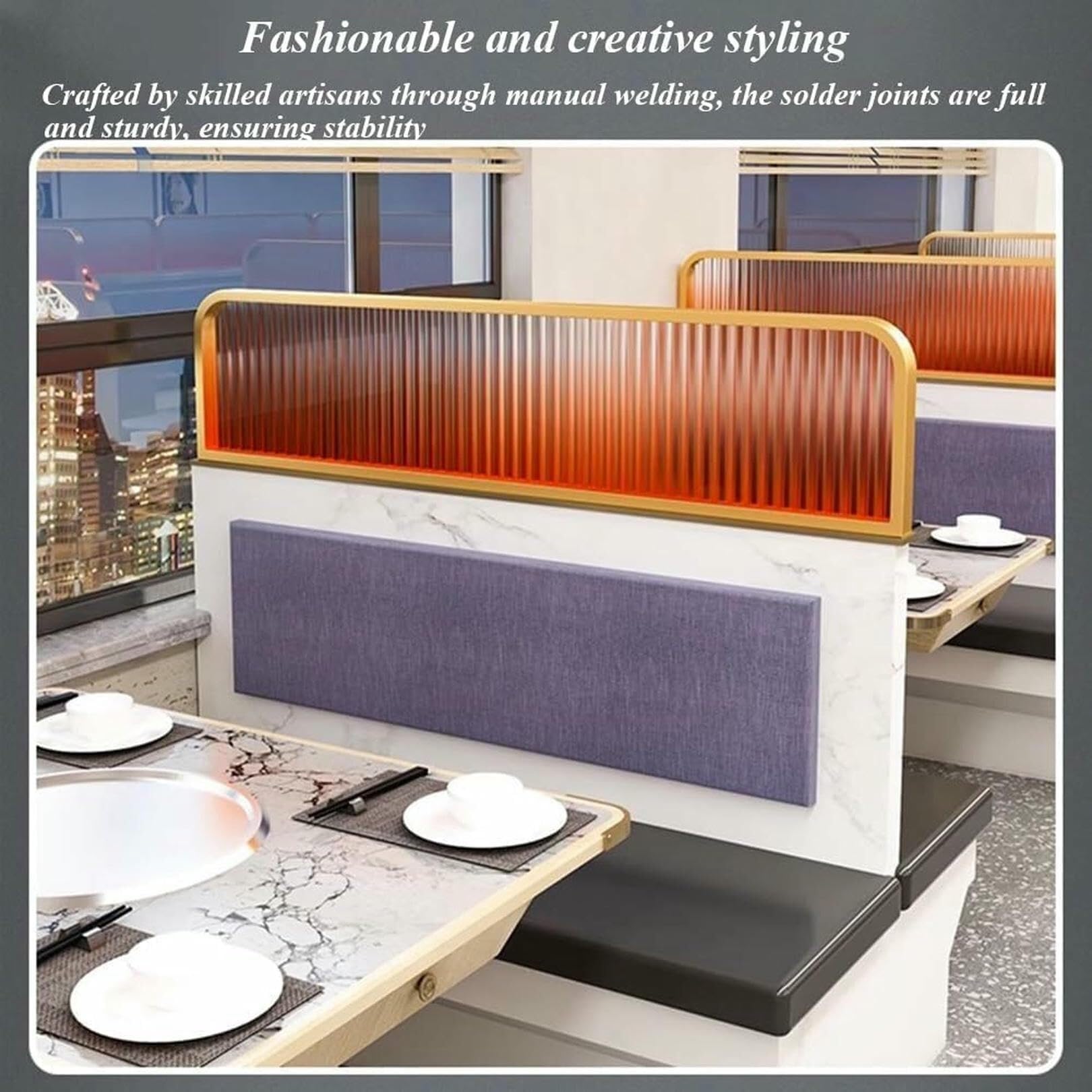 Panel de división B azul para comedor, oficina y restaurante, divisor de mesa y mostrador con protección, pantalla decorativa para bares y zonas públicas (120 x 25 cm)