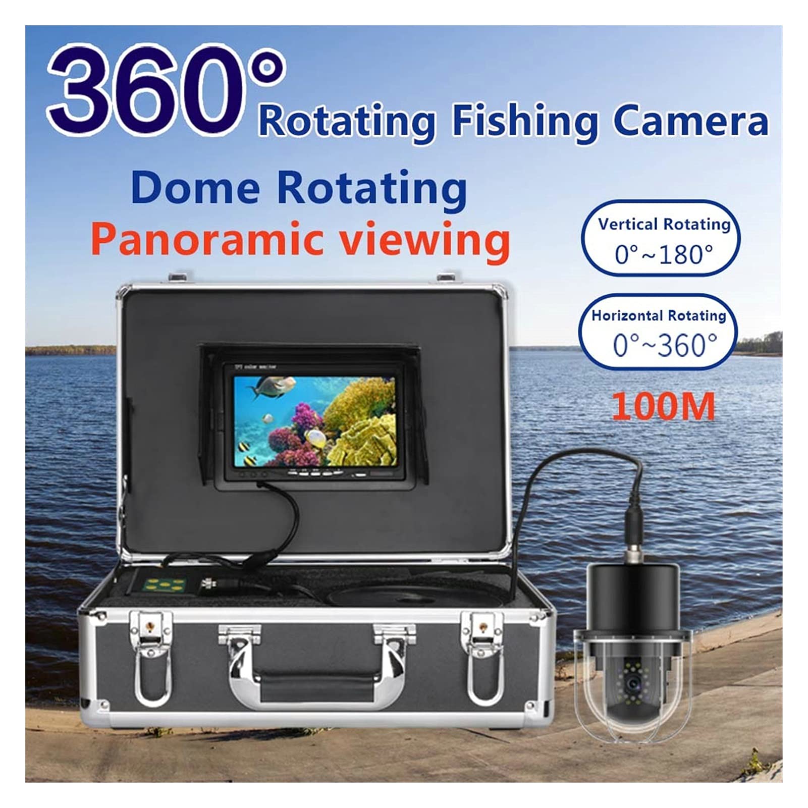 7-calowy 20m / 50m / 100m Podwodny Fishing Fisher Fish Fish Fish IP68. Wodoodporny 20. Le DS Kopuła obraca panoramiczna kamera oglądania(FX7-100M)