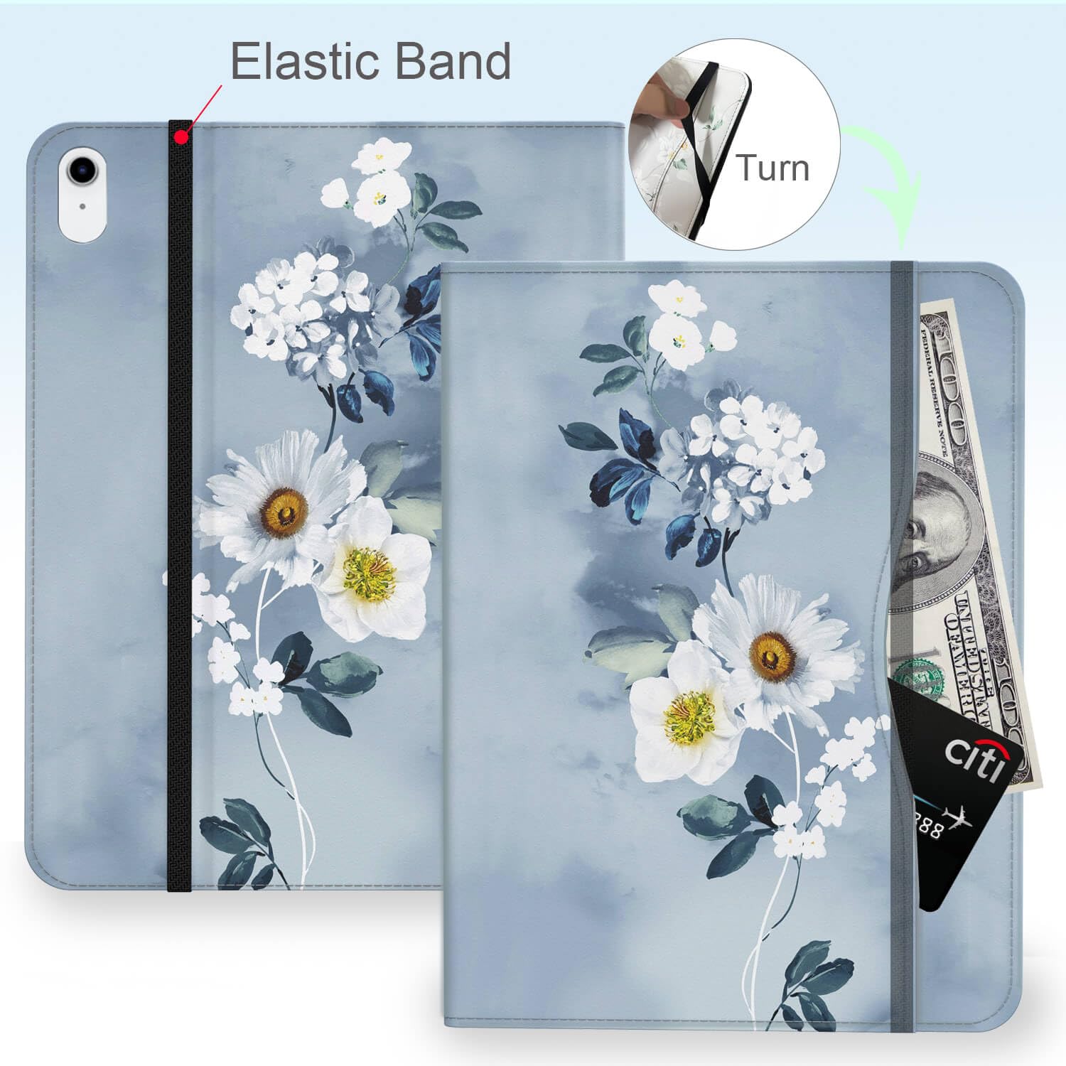 KingBlanc Case For IPad (A16) 11th Generation 11 Inch 2025, IPad 10th Generation 10.9 Inch 2022 With Pencil Holder, Vegan Leather Protective Case, Auto Sleep/Wake & Adjustable Stand, Blue - View #3