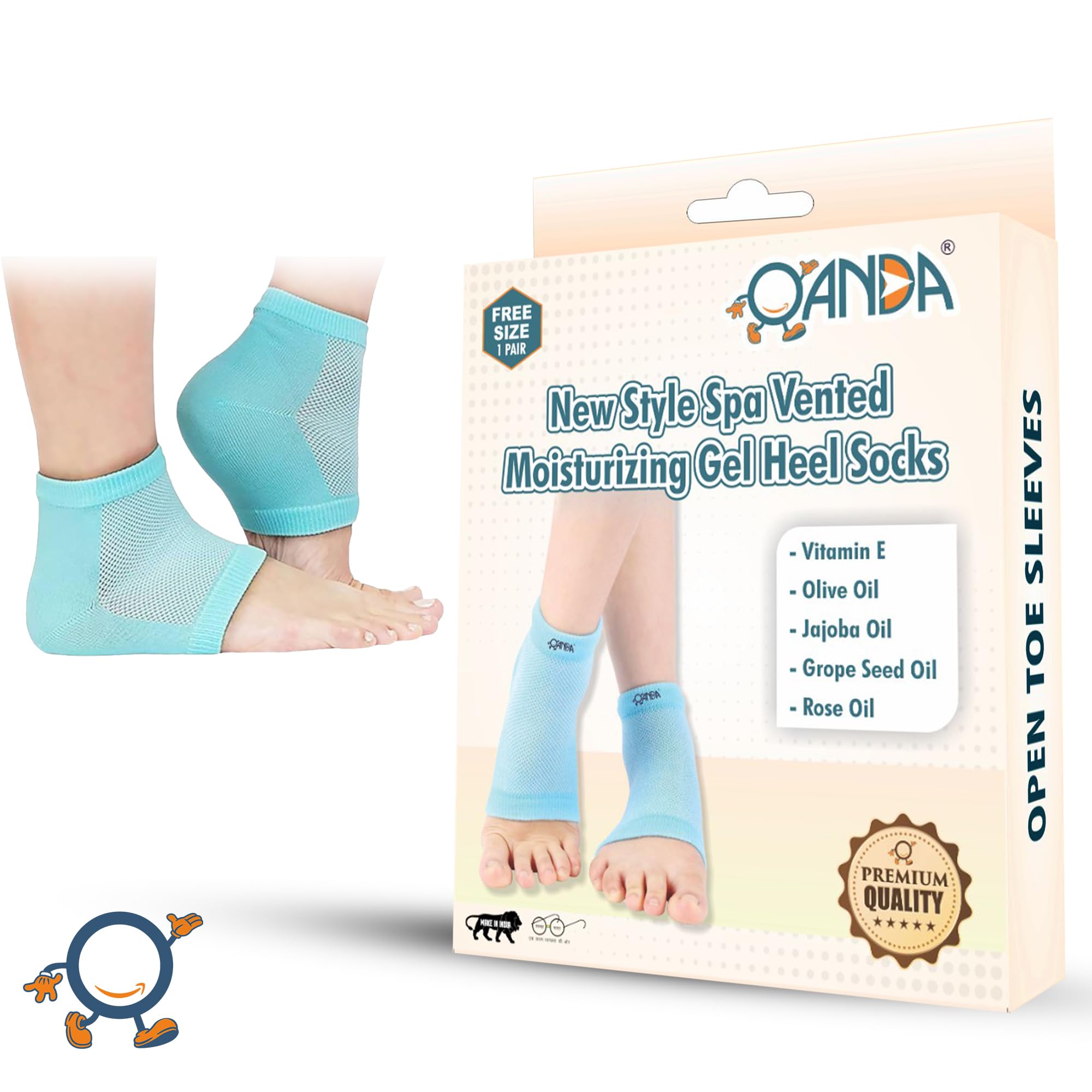 OANDA Silicone Gel Heel Socks For Dry Hard Cracked Heels Repair, Foot Care Support Cushion With Spa Botanical Gel Pad - For Men And Women - (Free Size) (1 Pair) (Blue) (B0D81DL1S5) Amazon Price History, Amazon Price Tracker