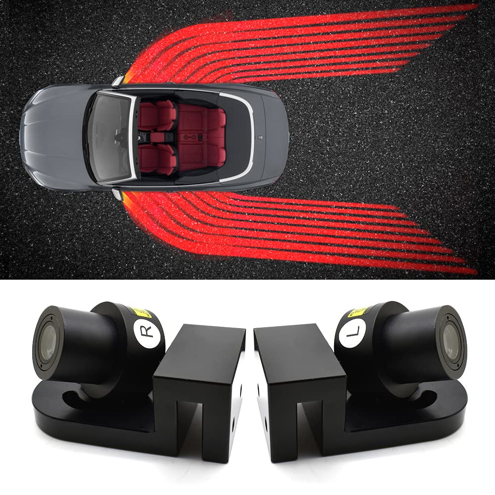 Car Body Projector Lights, Red HD Angel Wings Ghost Shadow Light Kit, Cool Car Accessories LED Welcome Projection Lights-Universal (Pair)