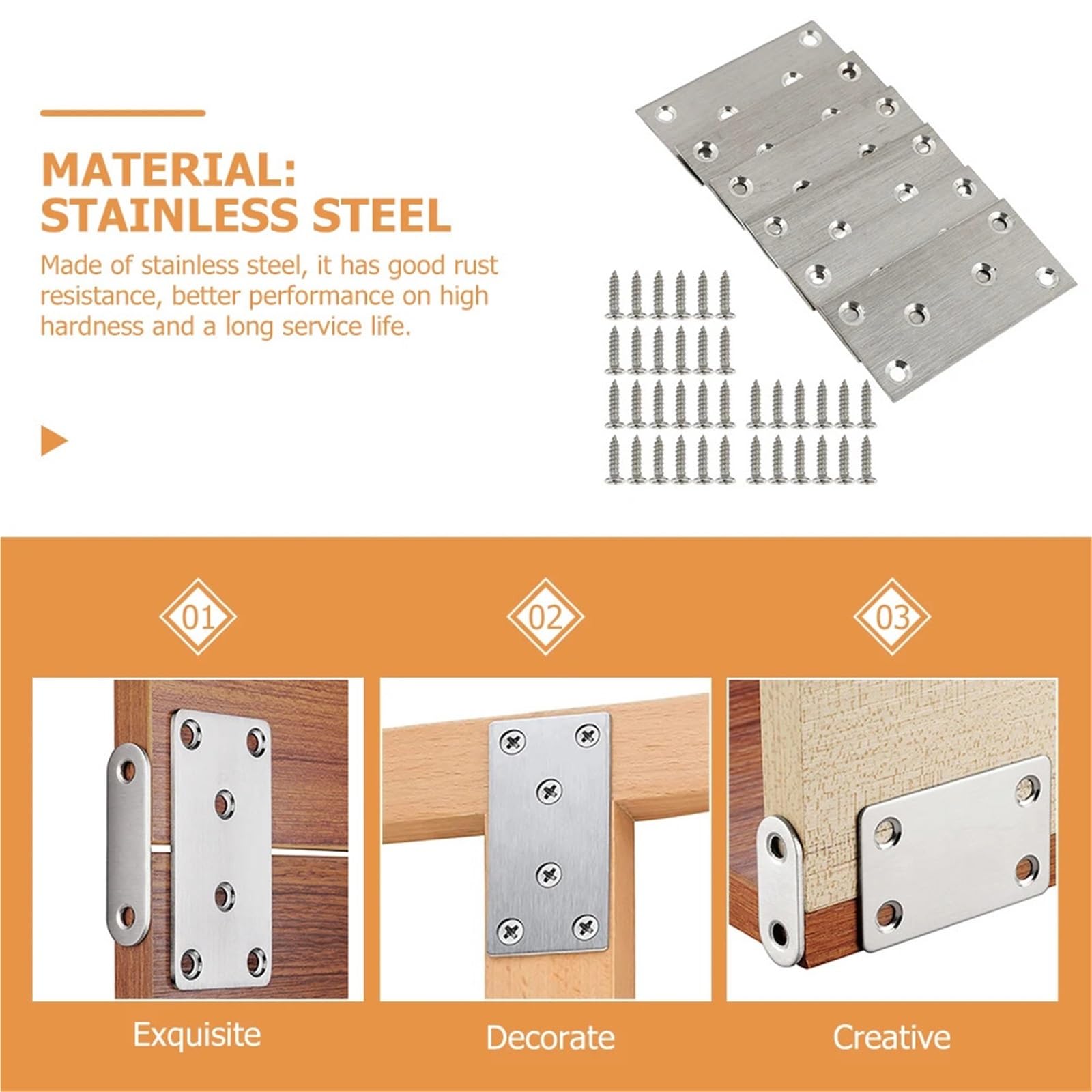 10 piezas de placas fijación for muebles, soportes acero inoxidable, esquina, reparación, accesorios hardware metal y madera, fácil instalación Para Reparación
