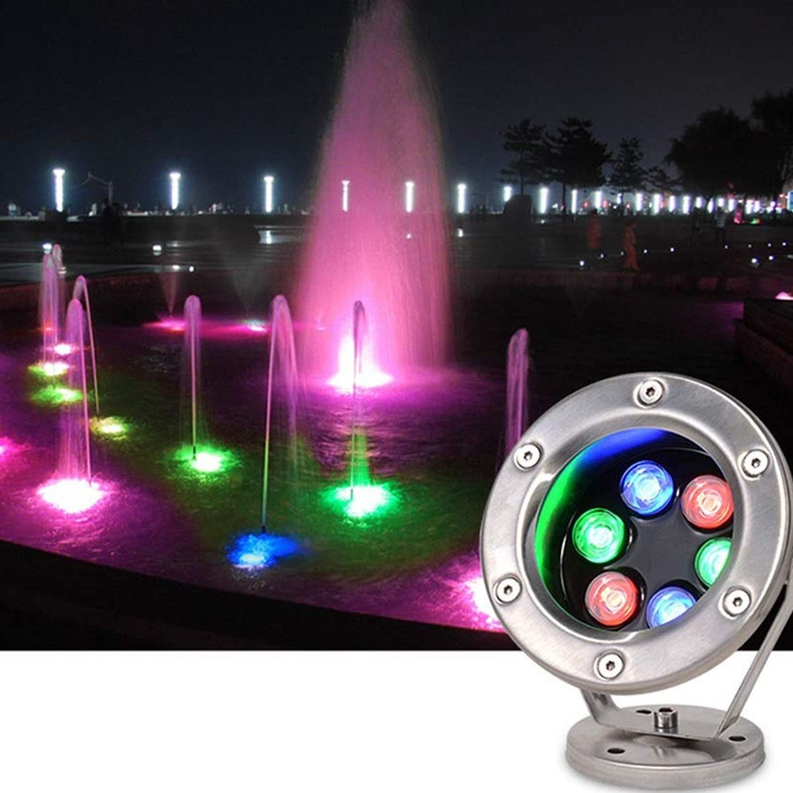 Led-Unterwasser-Teichbeleuchtung – Ringbrunnen-Led-Lampe – Led-Brunnenlicht-Teichbeleuchtung – 24 V Wasserdichte Ip68-Unterwasser-Poolbeleuchtung – Komplette Edelstahl-Landschaftsbeleuchtung – Für H