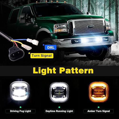 Miniatura 2 de REALOVE Conjunto de luz antiniebla LED para Ford F250 F350 F450 F550 Super Duty 2005 2006 2007 parachoques conducción niebla lámpara kit con DRL y