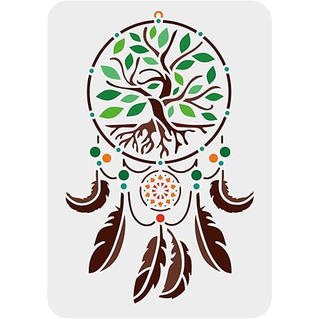 FINGERINSPIRE Dream Catcher Stencil 11.7x8.3 inch Tree of Life Stencil