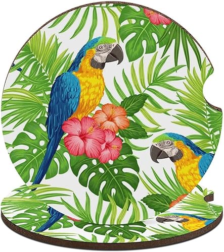 Posavasos para automóvil, 2 unidades, portavasos para automóvil, accesorios para decoración interior del automóvil, pájaros, loros, diseño tropical