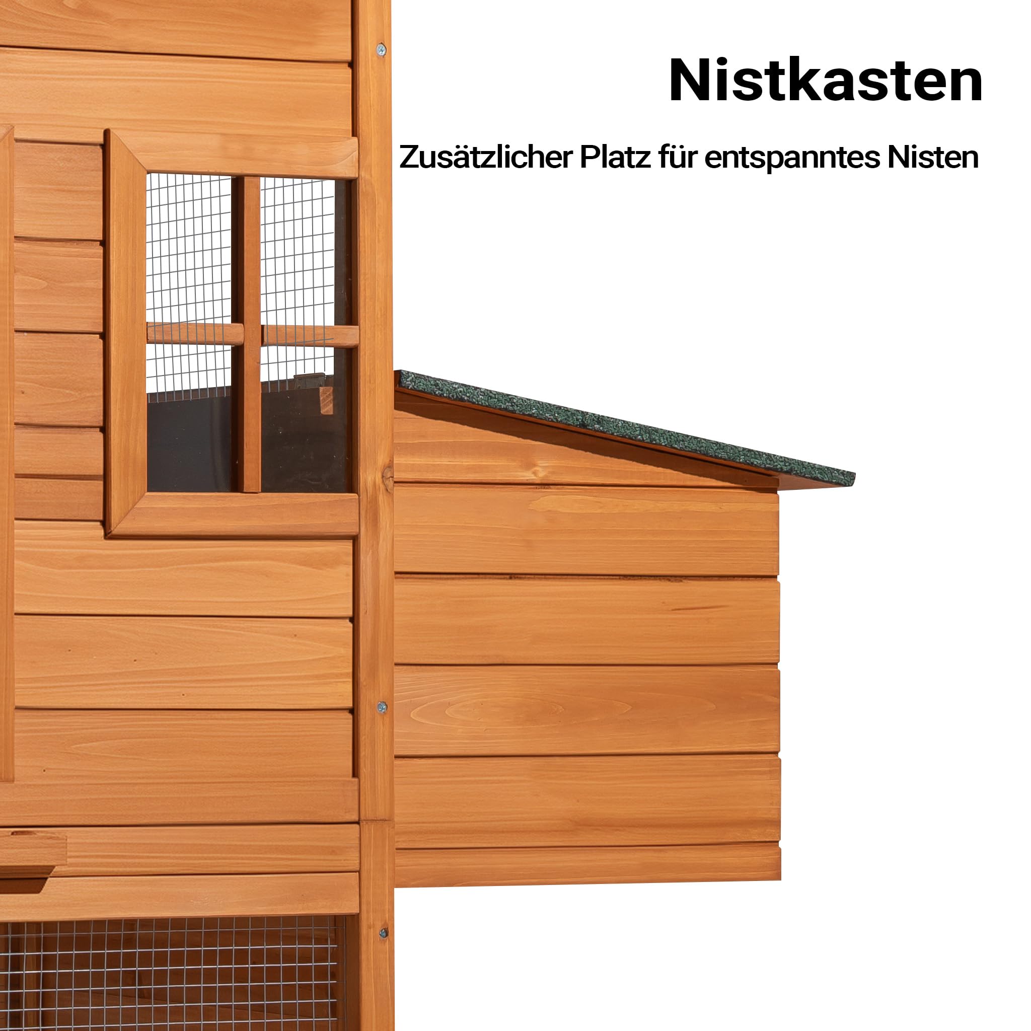 Gallinero recinto Descubierto nidos Madera Abeto Bandeja extraíble higiene 1720x660x1200mm