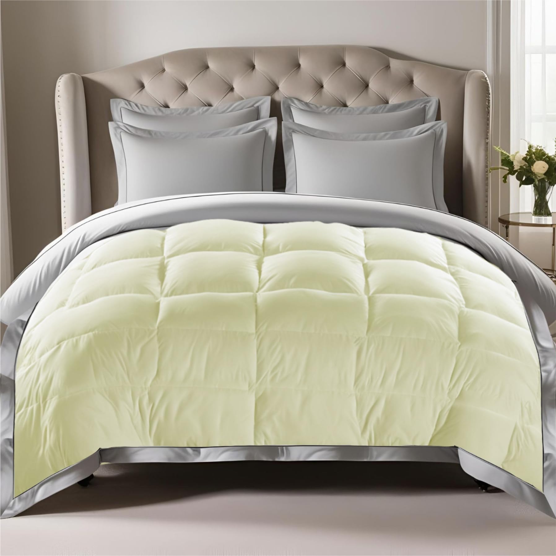 3 Sided Zipper Duvet Cover Set 100% Egyptian Cotton Easy to Use Luxury Home & Hotel 3-Sided Zipper Closure 3- PCS 1-Duvet Cover & 2-Pillow Sham No Comforter (Light Grey, Double_90 X 100 Inch)-image-11
