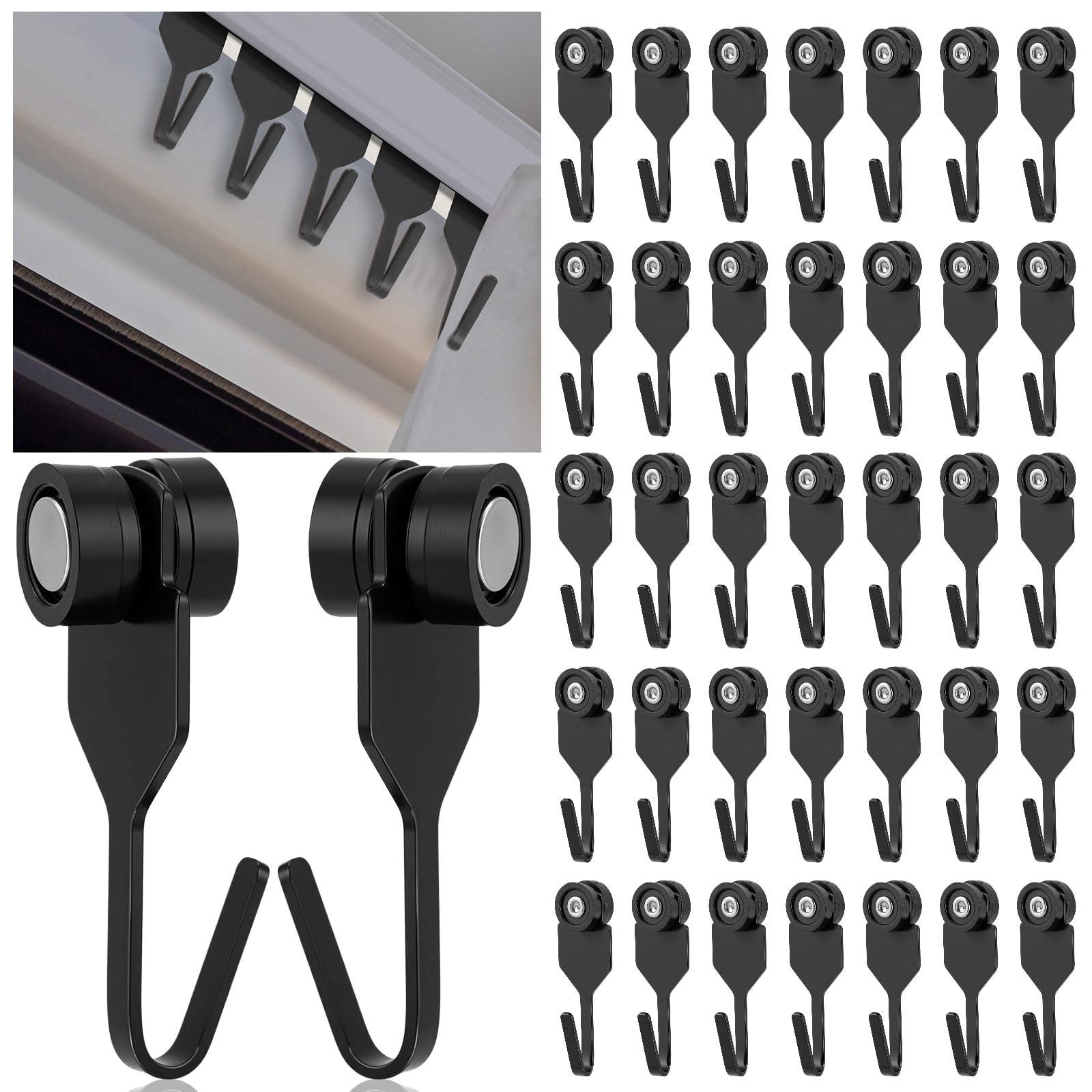 AceOrbit 50 Pcs Metal Slide Curtain Track Hooks with Plastic Wheel