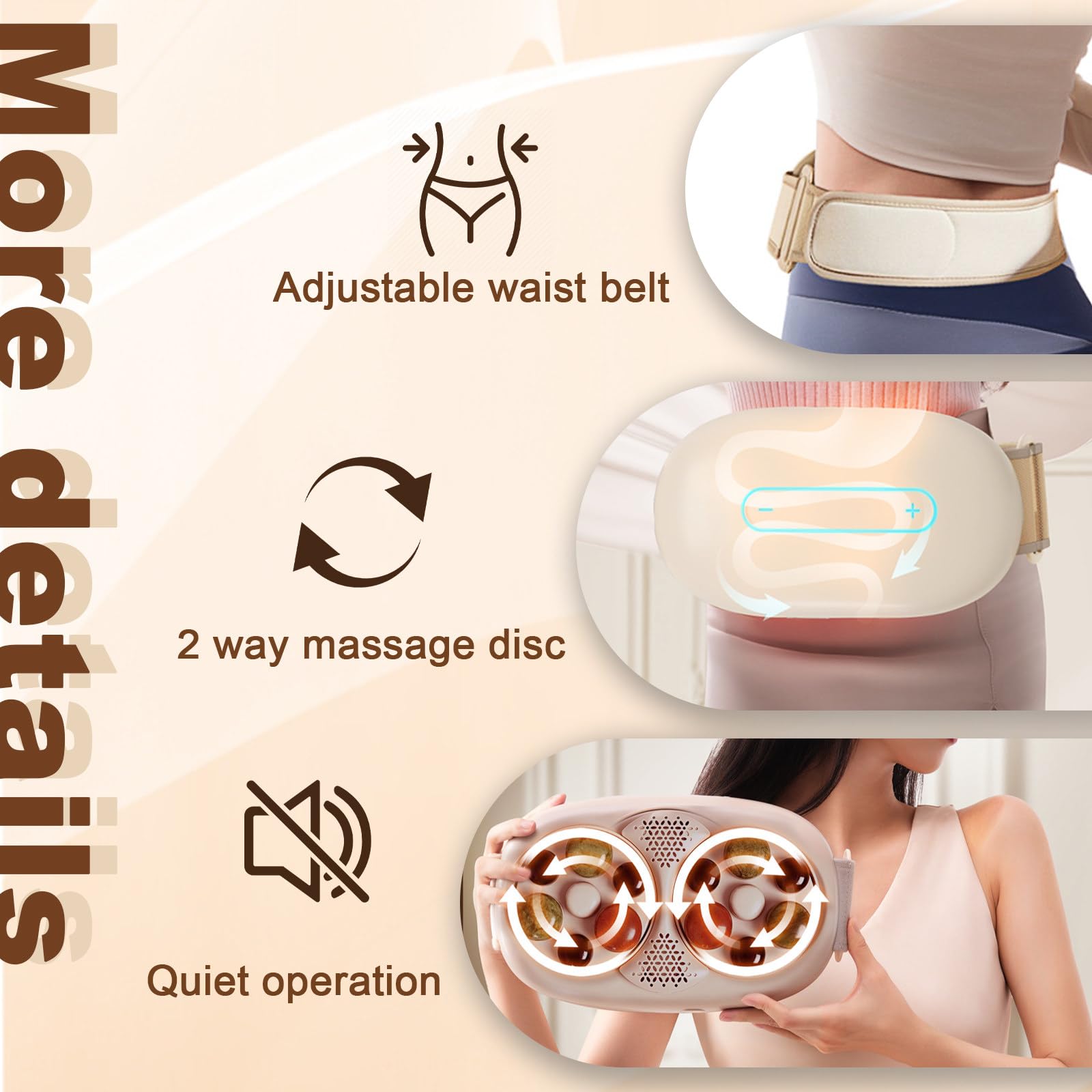 SHAHRYAR Máquina Masajeadora Abdominal,Masajeador Abdominal Automático,Cinturón Ajustable,3 Niveles De Velocidad De Masaje,para Flatulencias Y Cólicos Menstruales