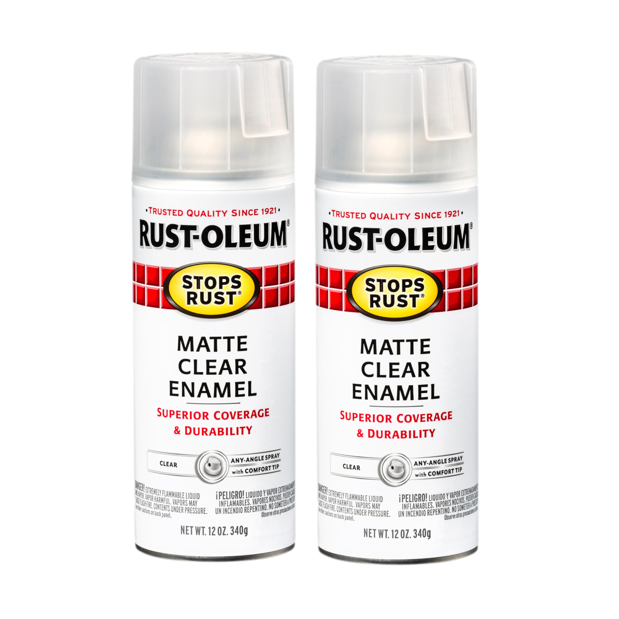 Rust-Oleum Stops Rust Spray Paint, Matte Clear | Rust Resistant, Indoor and Outdoor Durability, Beautiful Finish on Metal, Wood and More, Sprays from Any Angle, 2 Pack