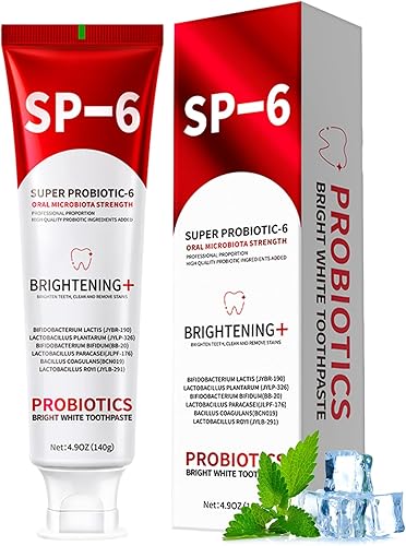 SP-6 Probióticos Pasta de dientes blanqueadora - Probióticos para blanquear los dientes y la salud de las encías - Seguro para esmalte, sin flúor,