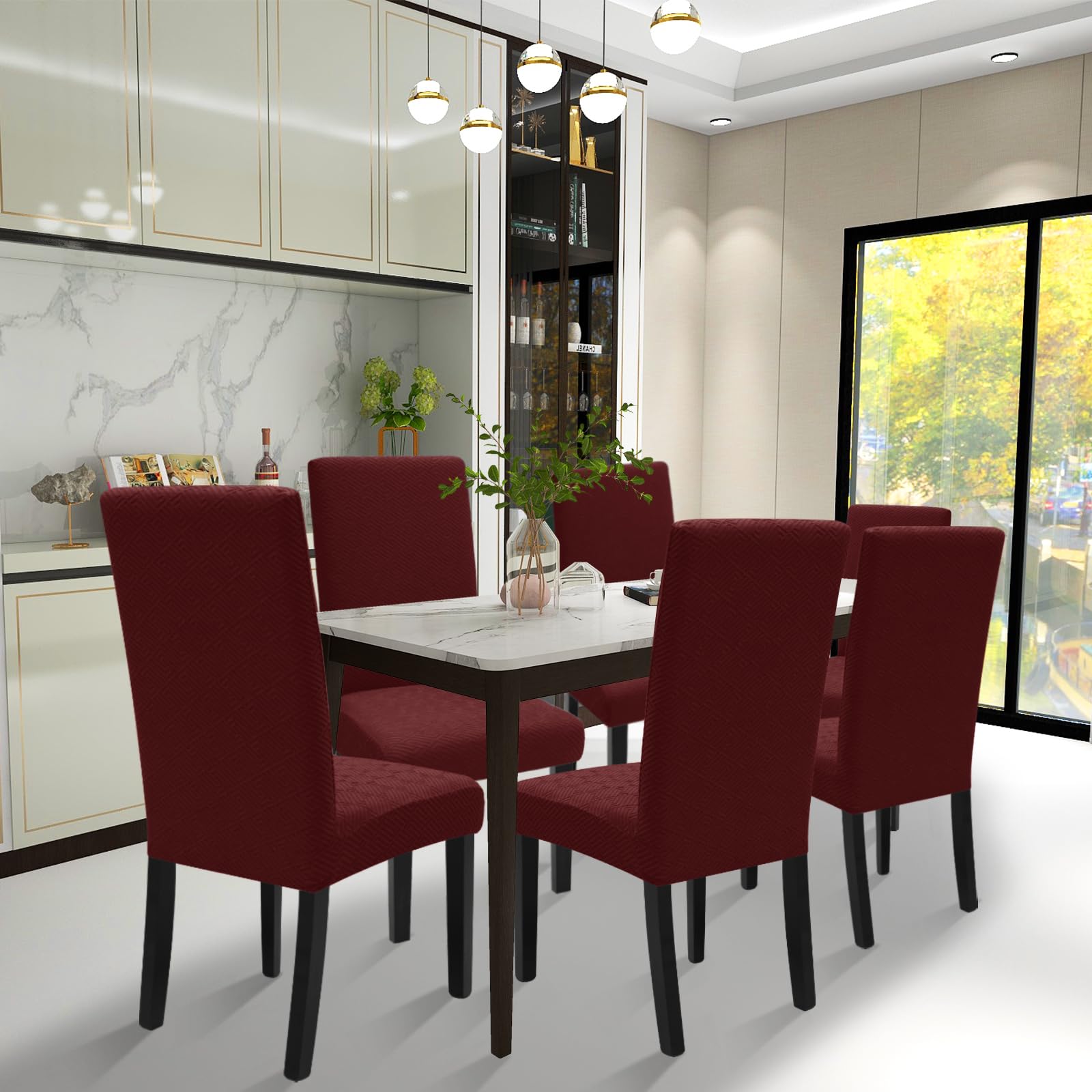 XINEAGE 2 Packs Newest Pattern Dining Chair Slipcover Parsons Chair Furniture Protector Stretch Chair Covers for Dining Room Restaurant - Image 2
