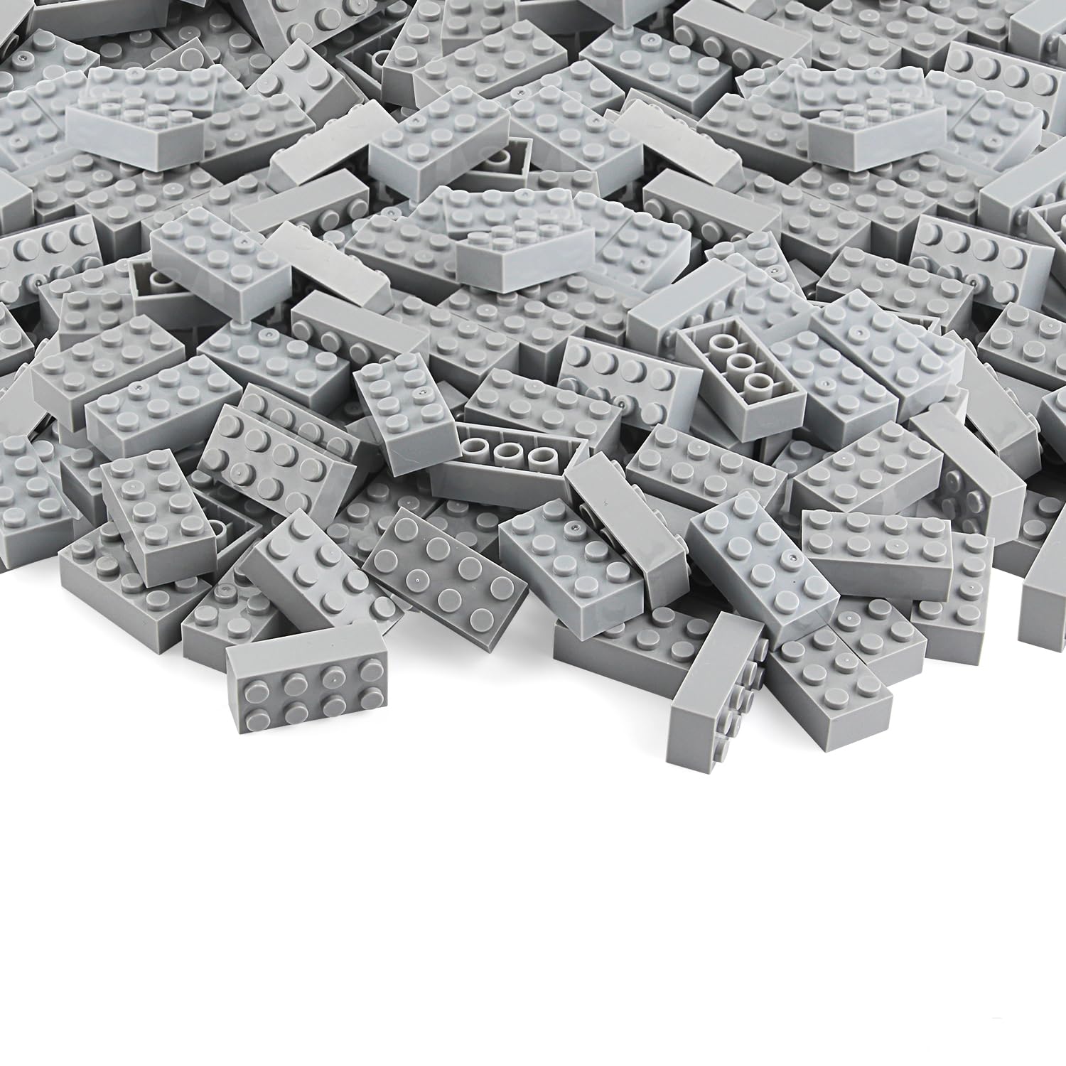 Feleph 100pcs 2x4 Bricks Light Grey Gray Building Blocks Set Toy Accessories Combine with Major Brick Brands