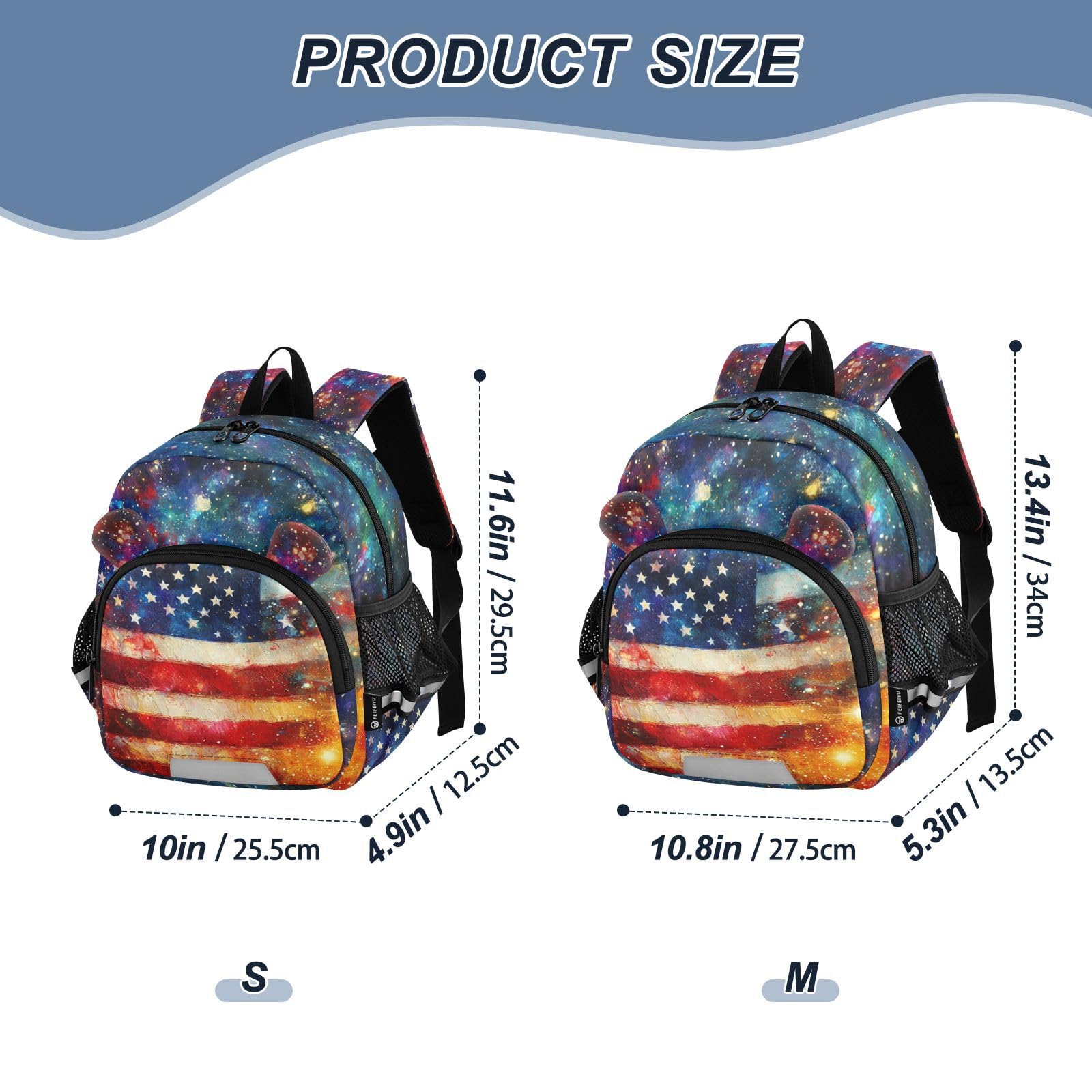 American Cosmic Flag Toddler Harness Backpack for Boys Girls 3-6 Years Kids Backpack with Anti Lost Safety Leash Baby Harness Bookbag for Travel Walking Preschool