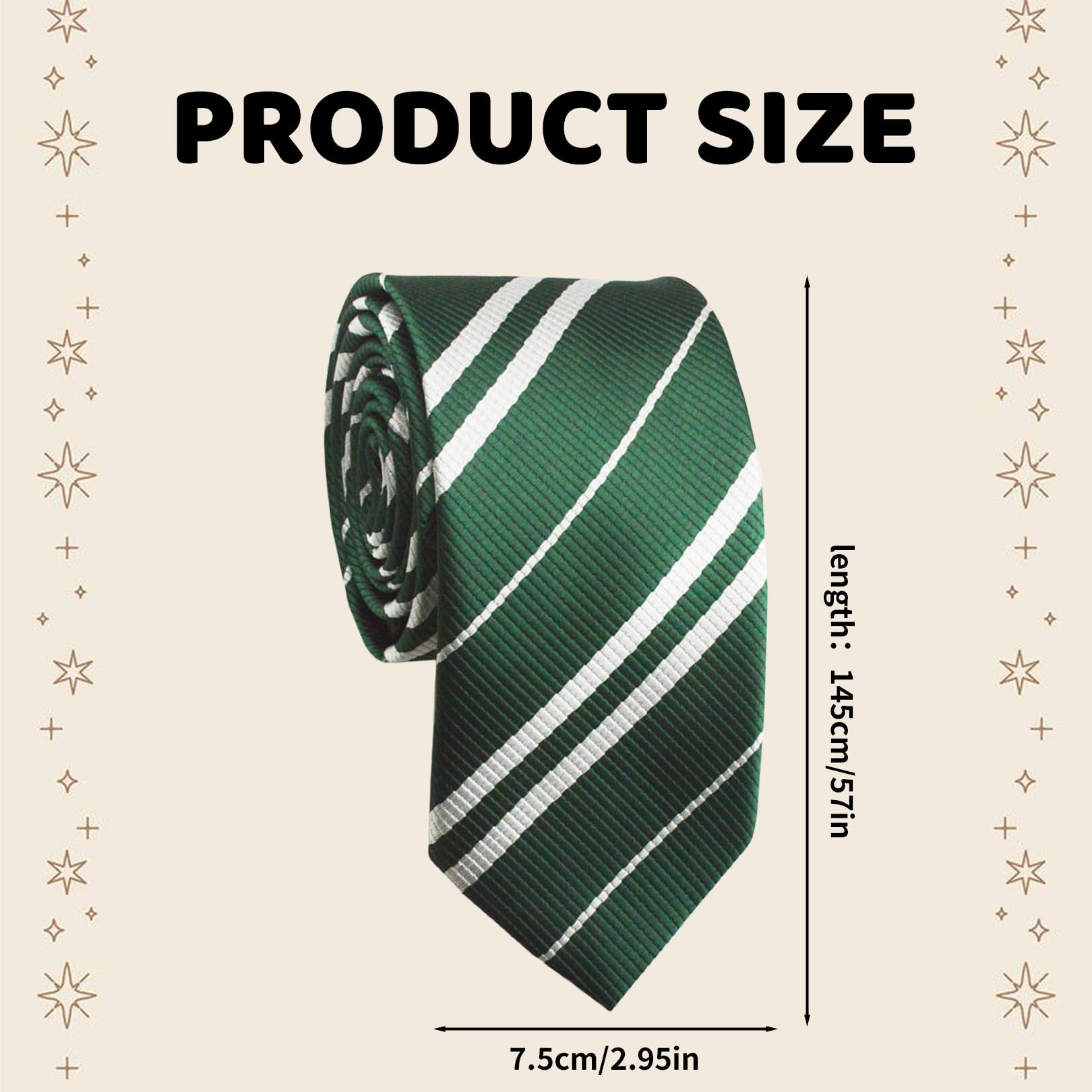 School Tie Kids Adult,Wizard Costume Scarf Ties,Halloween Wizard World Fancy Dress Striped Necktie Uniform Accessories Costumes for Potter Halloween Christmas Party Cosplay OutfitsAccessory (Green) - Image 2