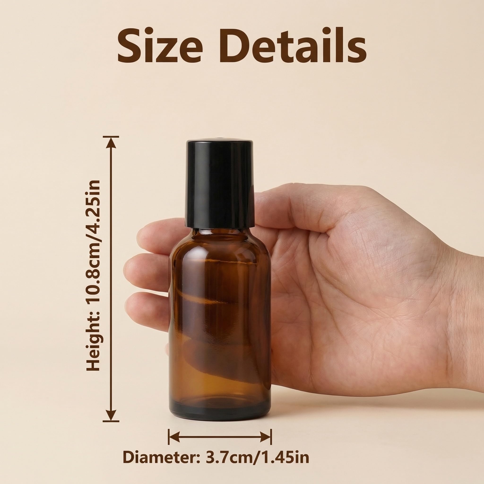 3 flaconcini vuoti di alta qualità da 50 ml in vetro, ricaricabili, con roll-on, per oli essenziali, profumi, essenze, con sfera in acciaio inox e coperchio nero