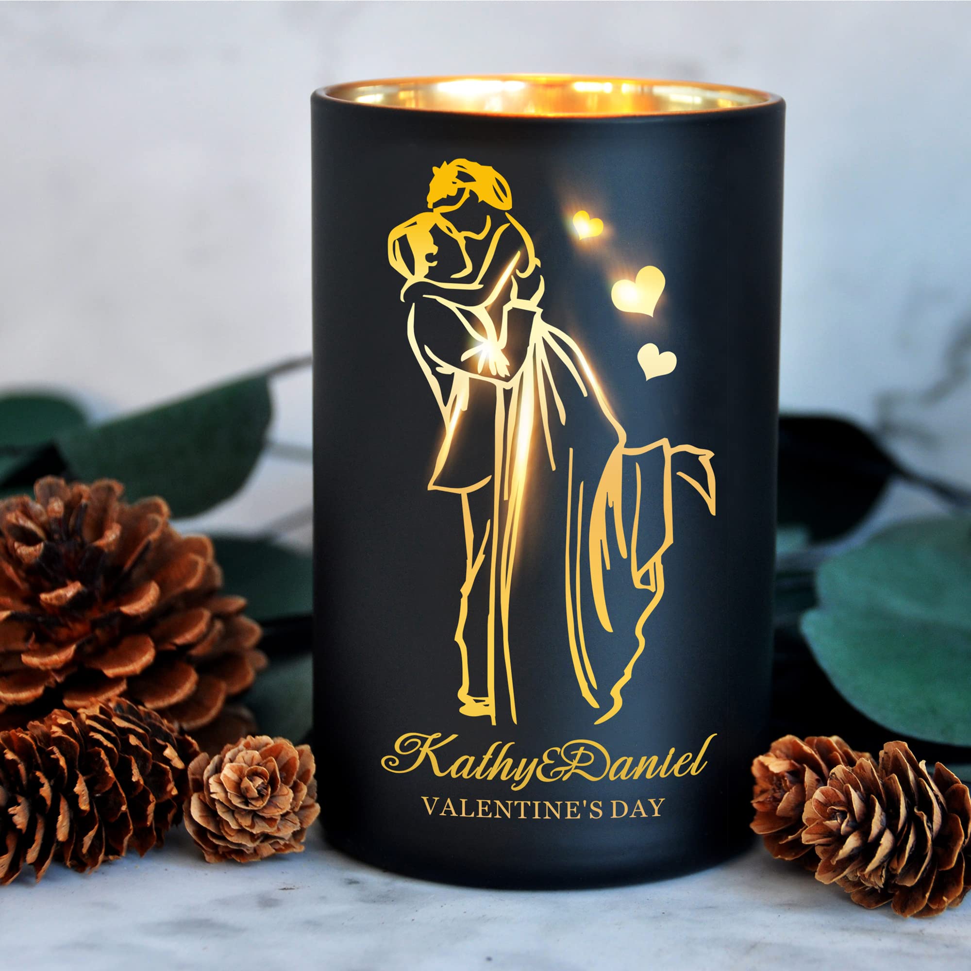 Personalised Scented Candle Gifts for Women Cedarwood Cinnamon Sandalwood Candles Coconut Wax Candle Wedding Christmas Valentines Day Gift Anniversary Custom Gifts for Women Her Girl(Design 2)