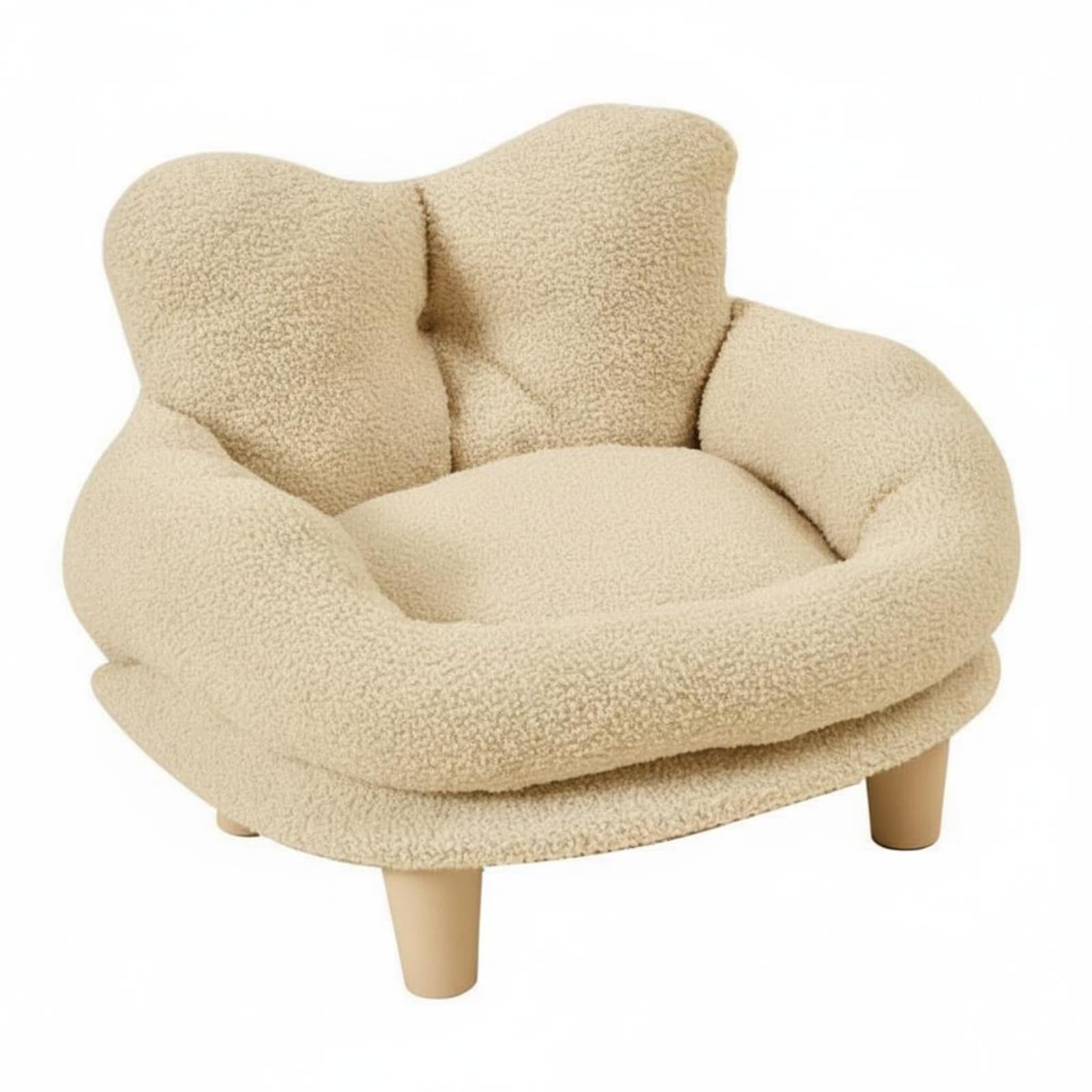 Panier déhoussable en peluche moelleuse lavable niche cœur grand confort L