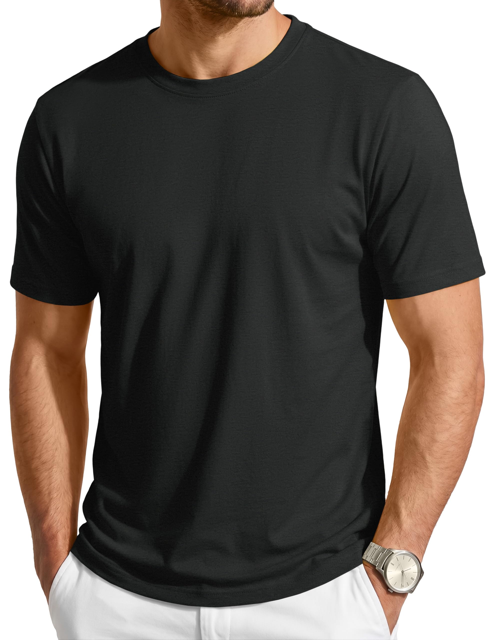 Cavva T-Shirt Herren Kurzarm Basic UV Shirt Rundhals Sommer Funktionsshirt | Atmungsaktiver Funktionsstoff mit UPF80+ UV-Schutz, Passend für Alltag, Outdoor und Unterschiedliche Freizeitaktivitäten