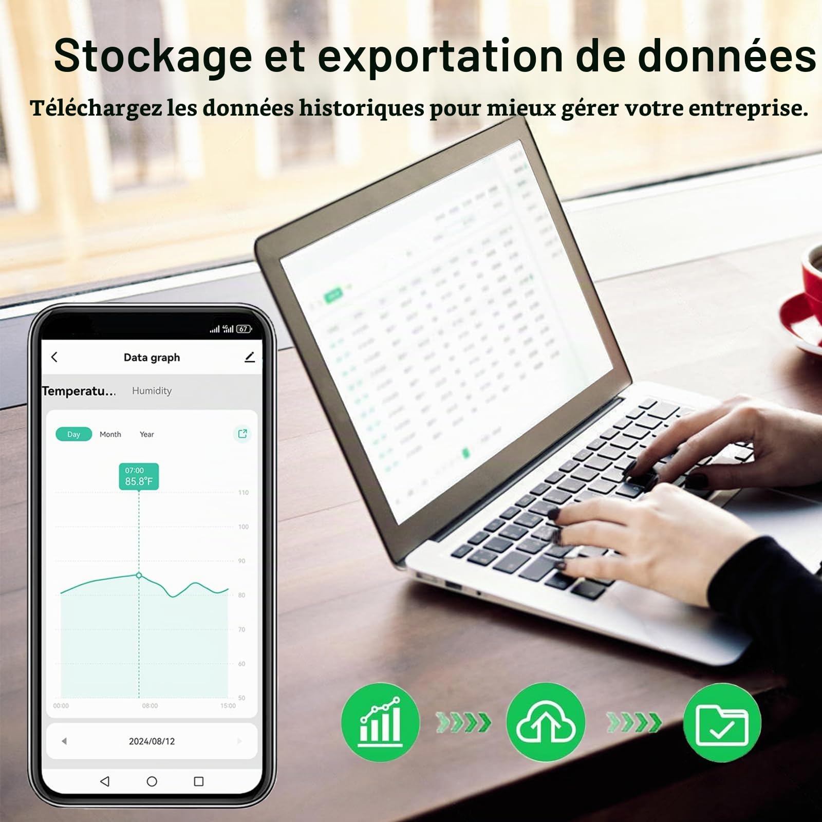 Thermomètre Hygromètre Numérique Smart, Capteur de Température et d’Humidité Intérieur WiFi avec Alertes App,Mètre de Température de Salle avec Stockage et Exportation de Données,Compatible Alexa.4PCS